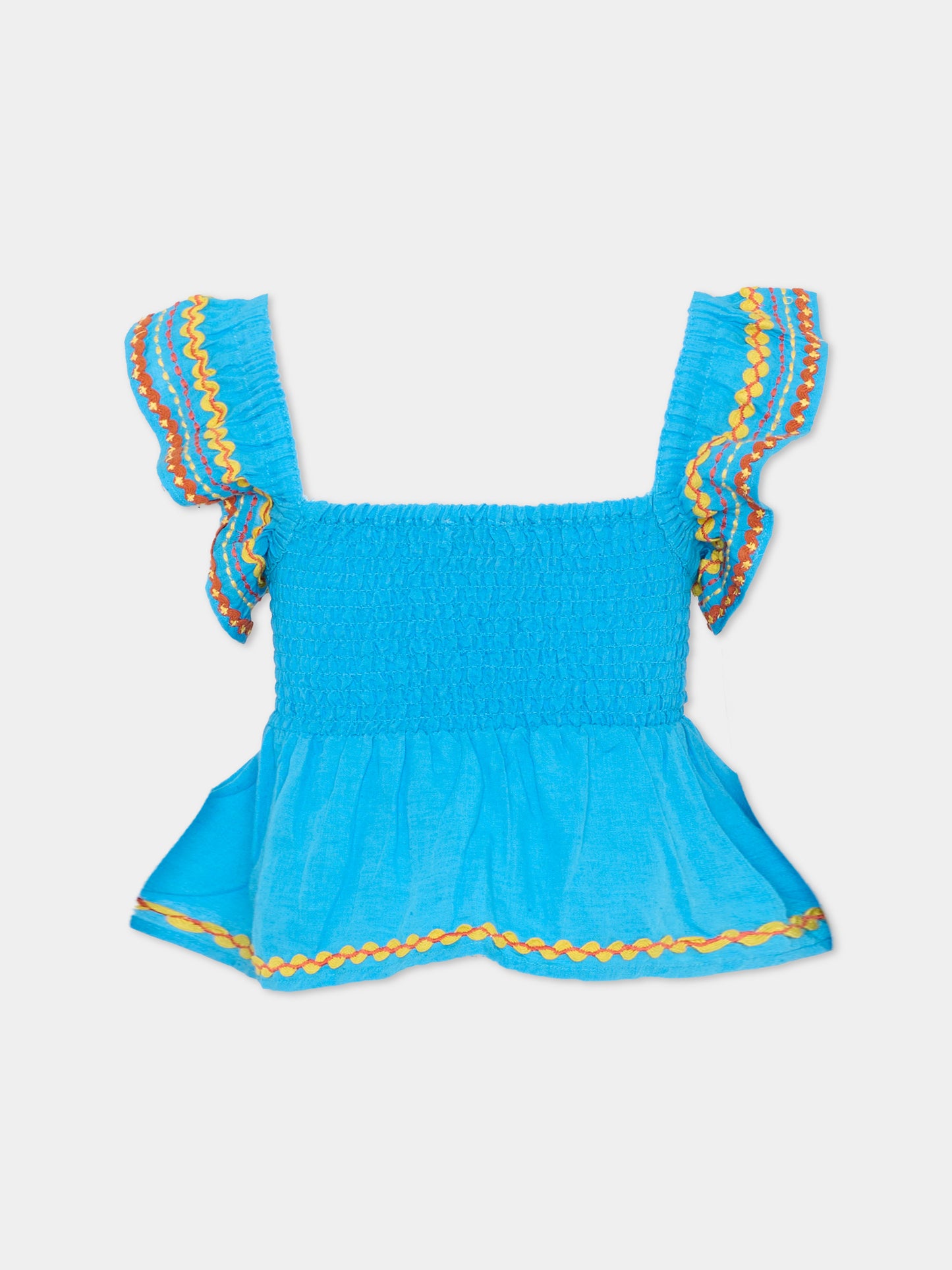 Top azzurro per bambina con volant,Stella Mccartney Kids,TY5A82-Z0138 673