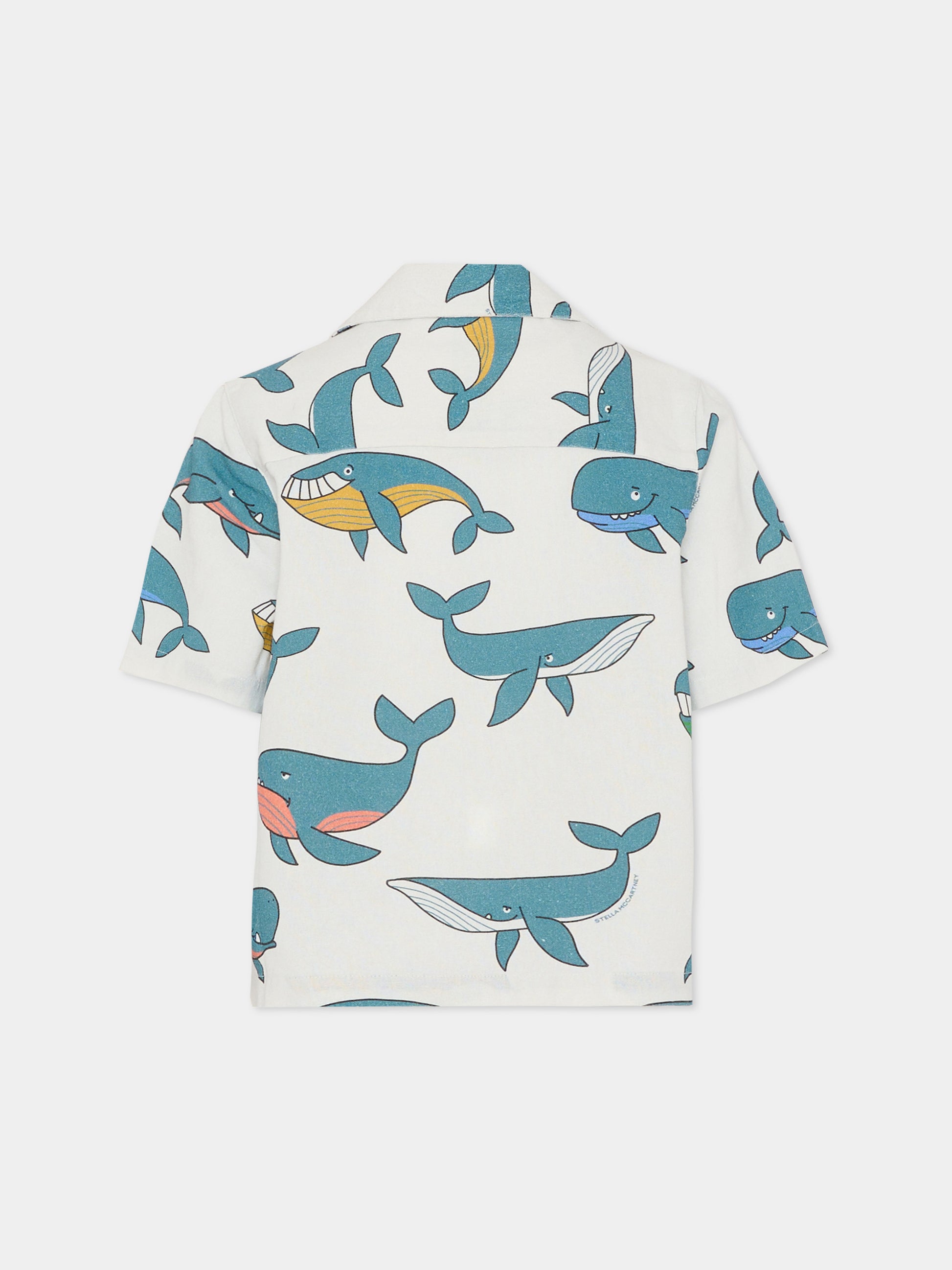 Camicia avorio per bambino con stampa balene,Stella Mccartney Kids,TY5P71-Z3553 101MC