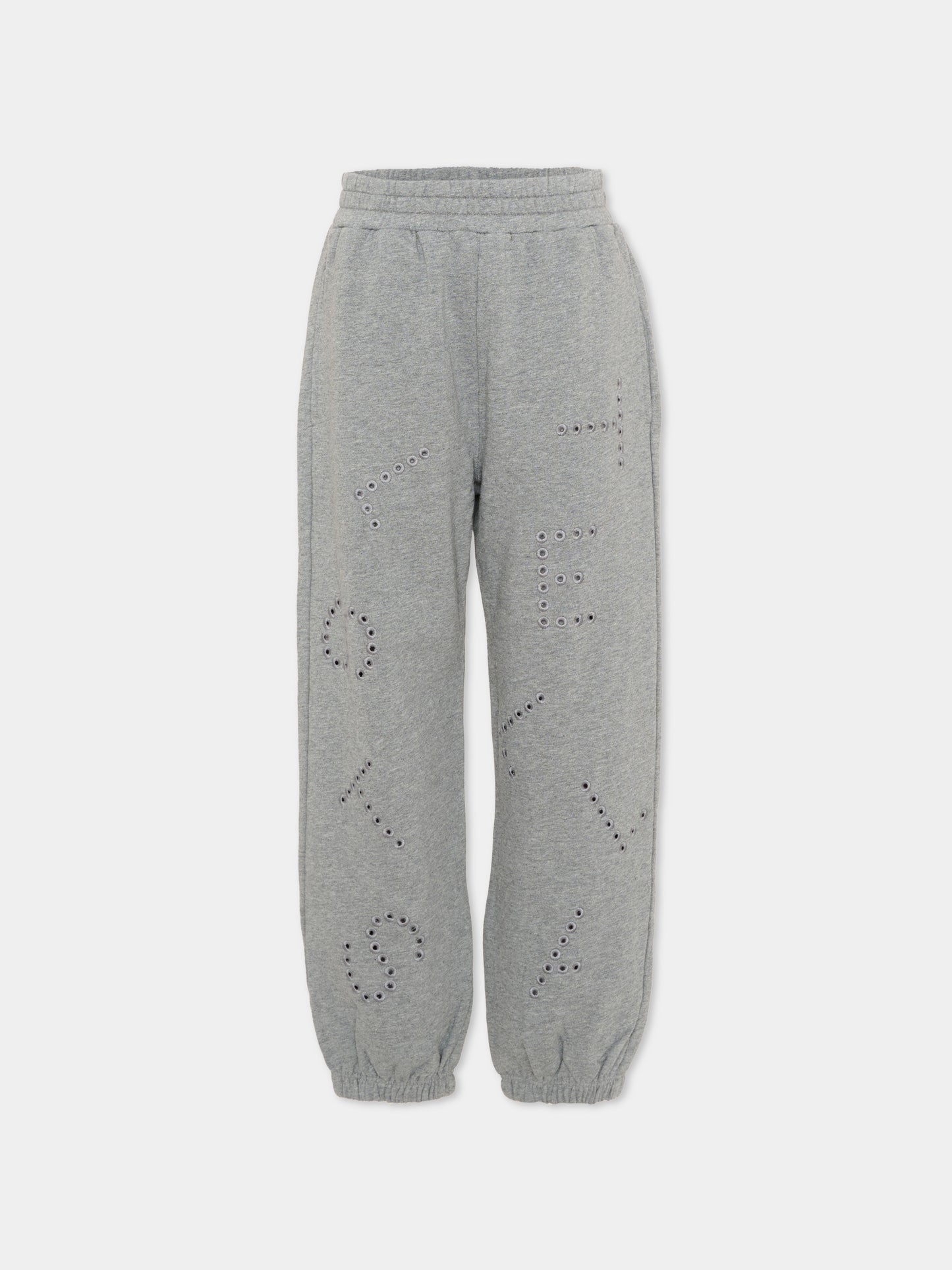 Pantaloni sportivi grigi per bambini con logo,Stella Mccartney Kids,TY6D40-Z3409 808
