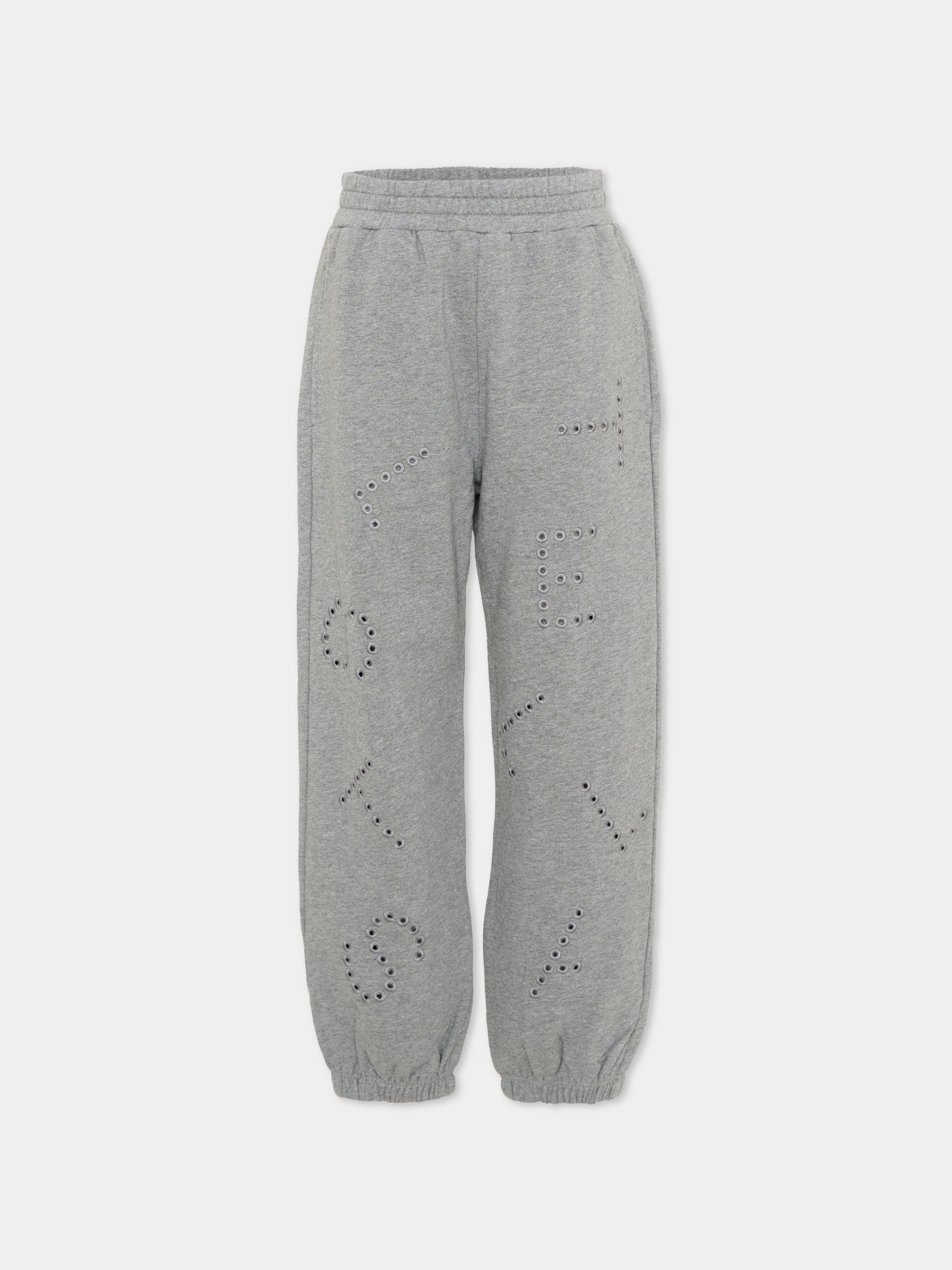 Pantaloni sportivi grigi per bambini con logo,Stella Mccartney Kids,TY6D40-Z3409 808