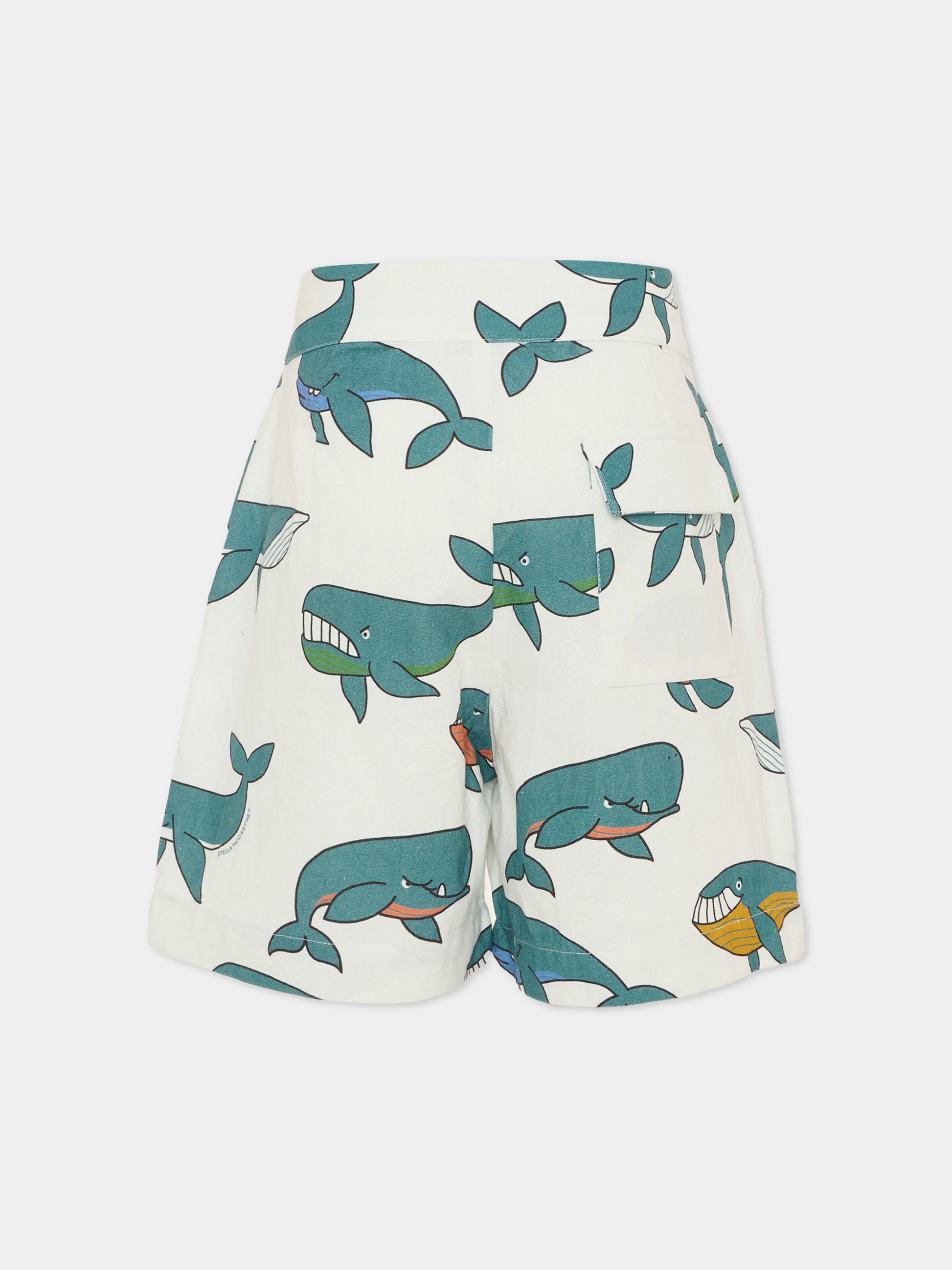 Shorts avorio per bambino con stampa balene,Stella Mccartney Kids,TY6S39-Z3553 101MC
