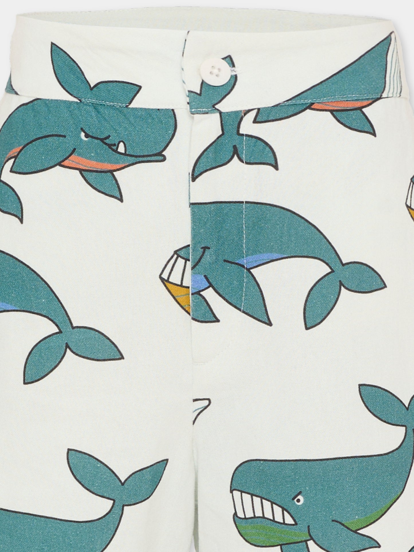 Shorts avorio per bambino con stampa balene,Stella Mccartney Kids,TY6S39-Z3553 101MC