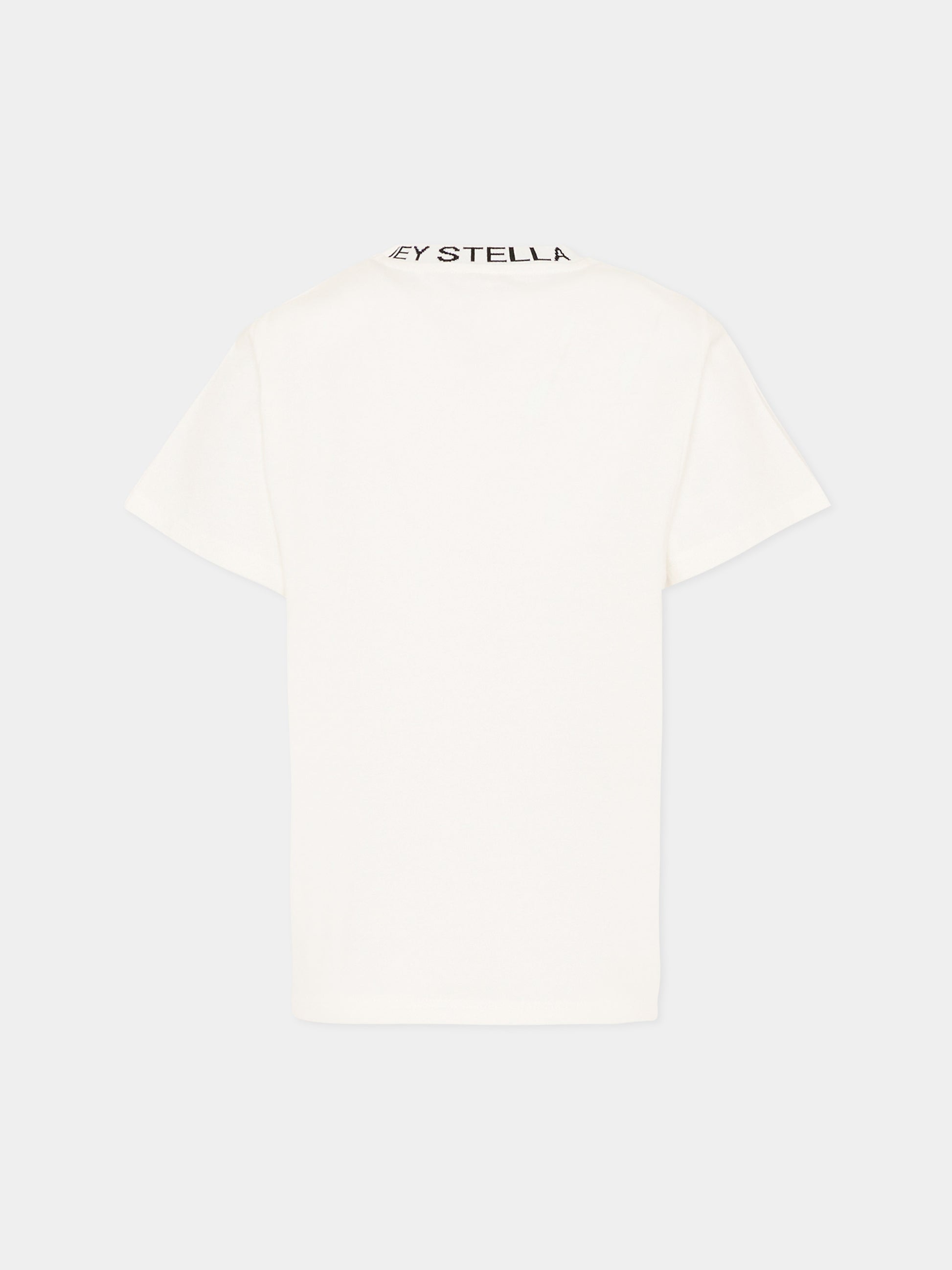 T-Shirt avorio per bambina con logo,Stella Mccartney Kids,TV8P71-Z0434 101