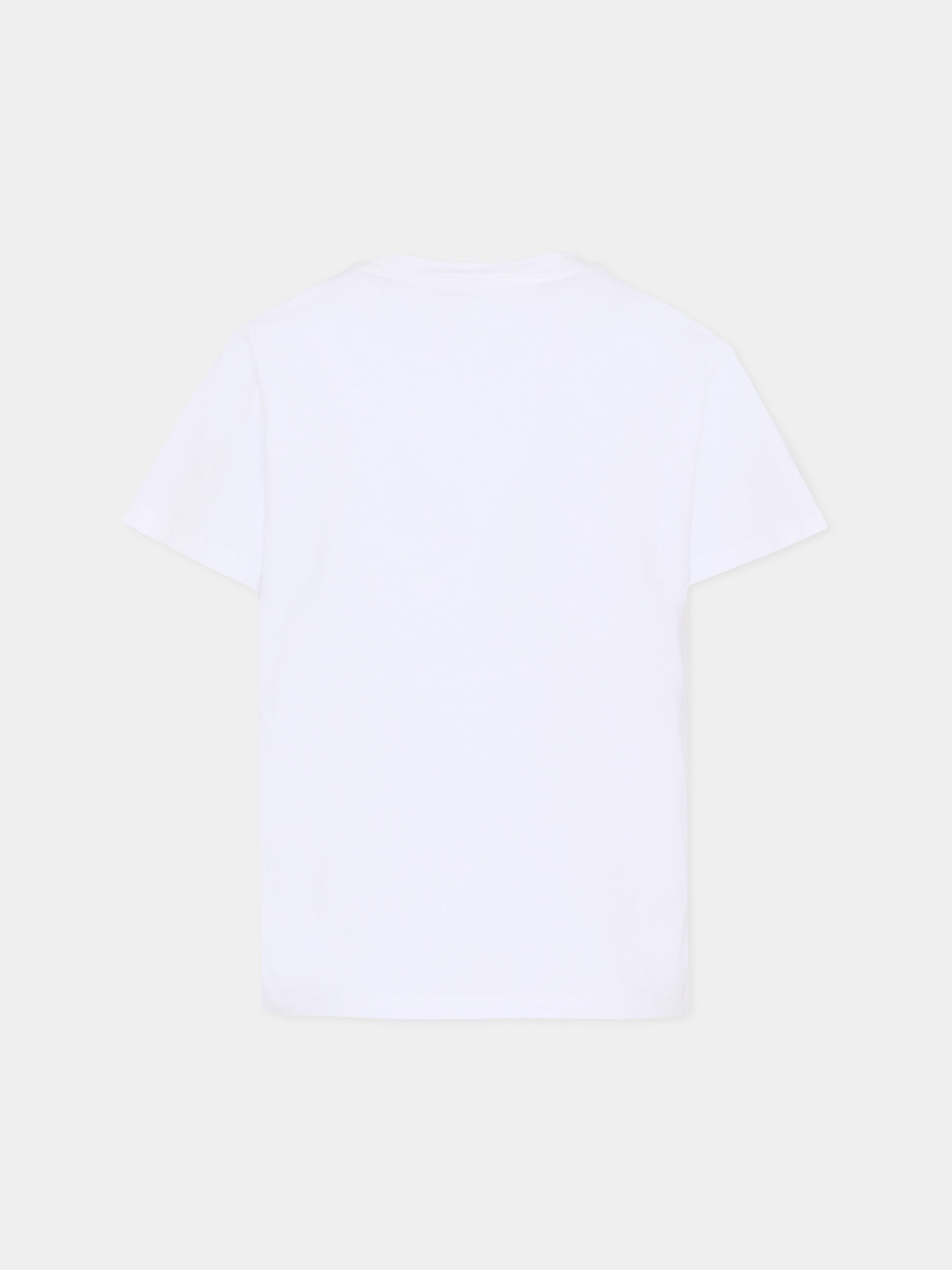 T-shirt cropped bianca per bambina con stampa pesce,Stella Mccartney Kids,TY8A61-Z0434 100