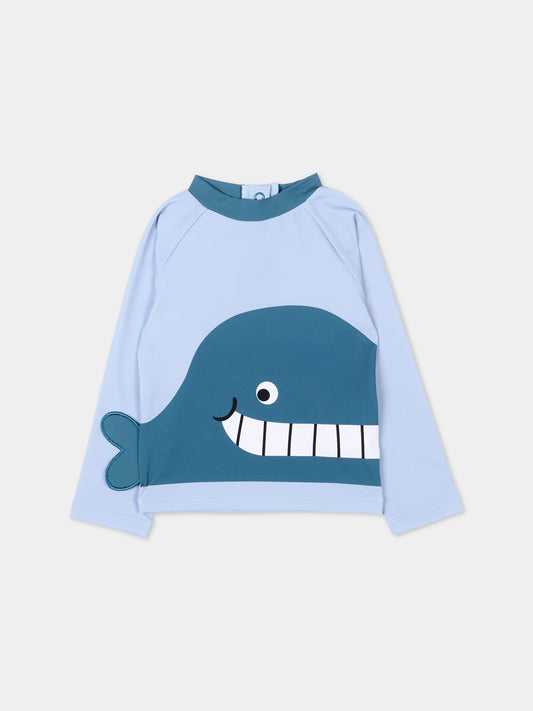 Maglia anti UV celeste per neonato con balena,Stella Mccartney Kids,TYC542-Z0157 685