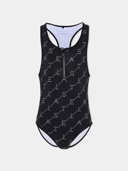 Costume intero nero per bambina con logo,Stella Mccartney Kids,TYCA09-Z3479 930BC