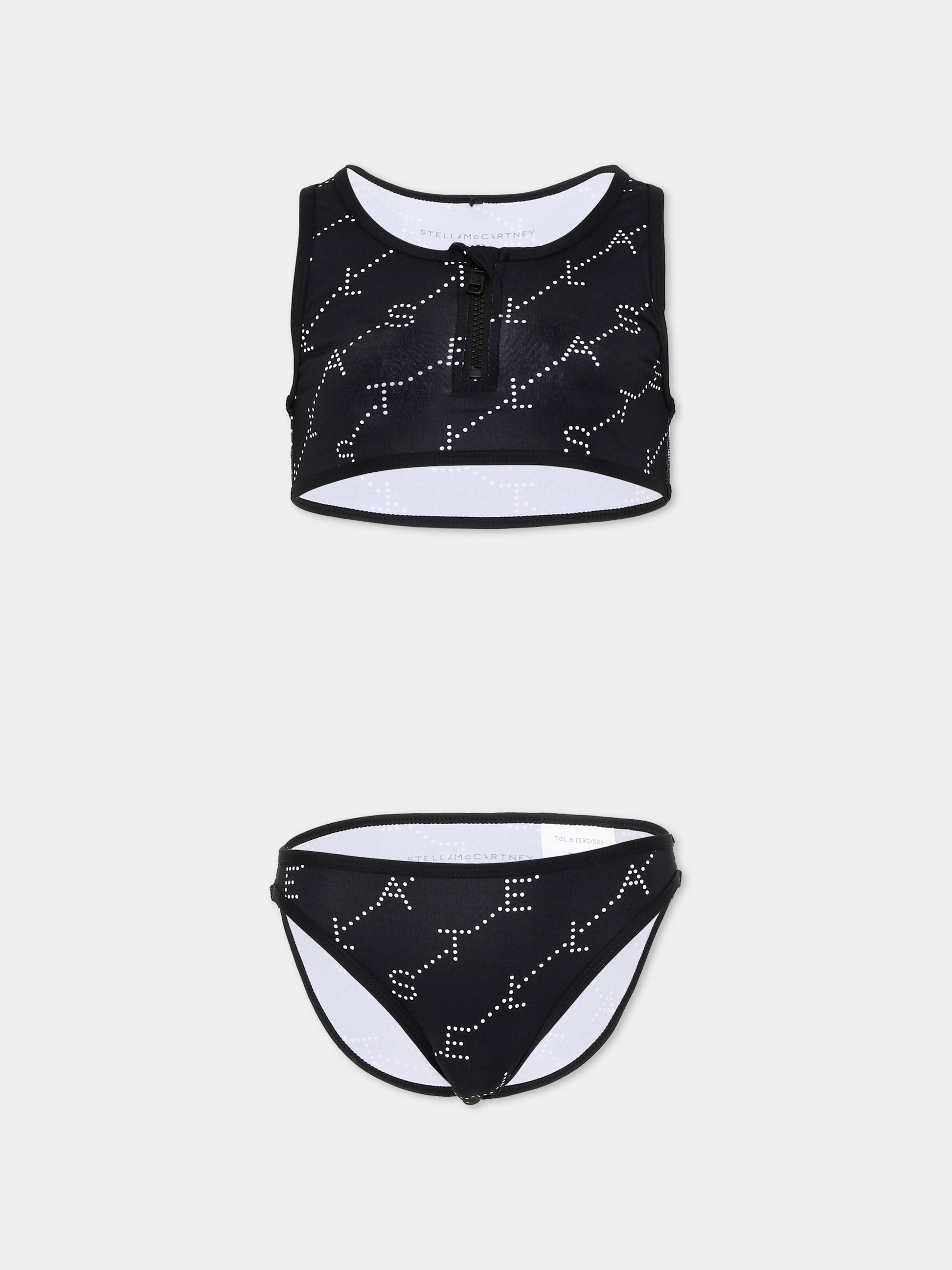 Slip e bikini nero per bambina con logo,Stella Mccartney Kids,TYCA15-Z3479 930BC