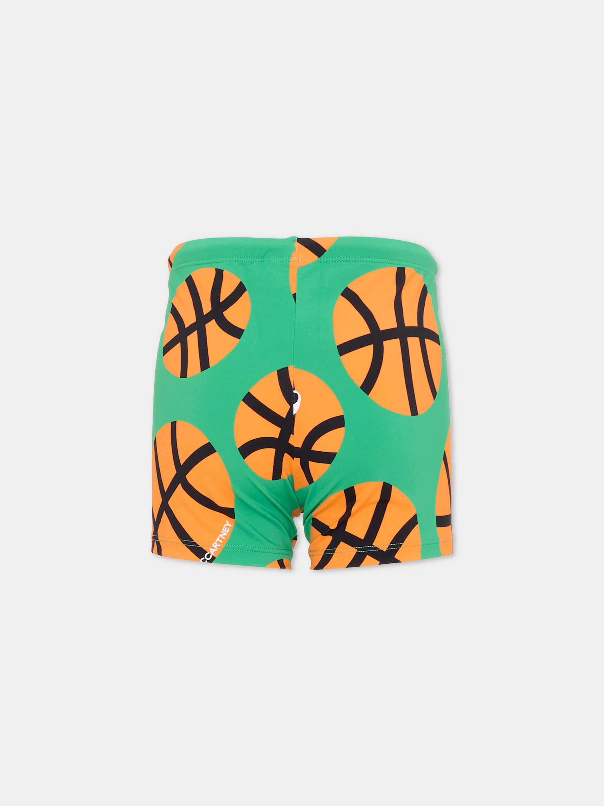 Boxer mare verde per bambino stampa basket,Stella Mccartney Kids,TYCP79-Z3519 769MC