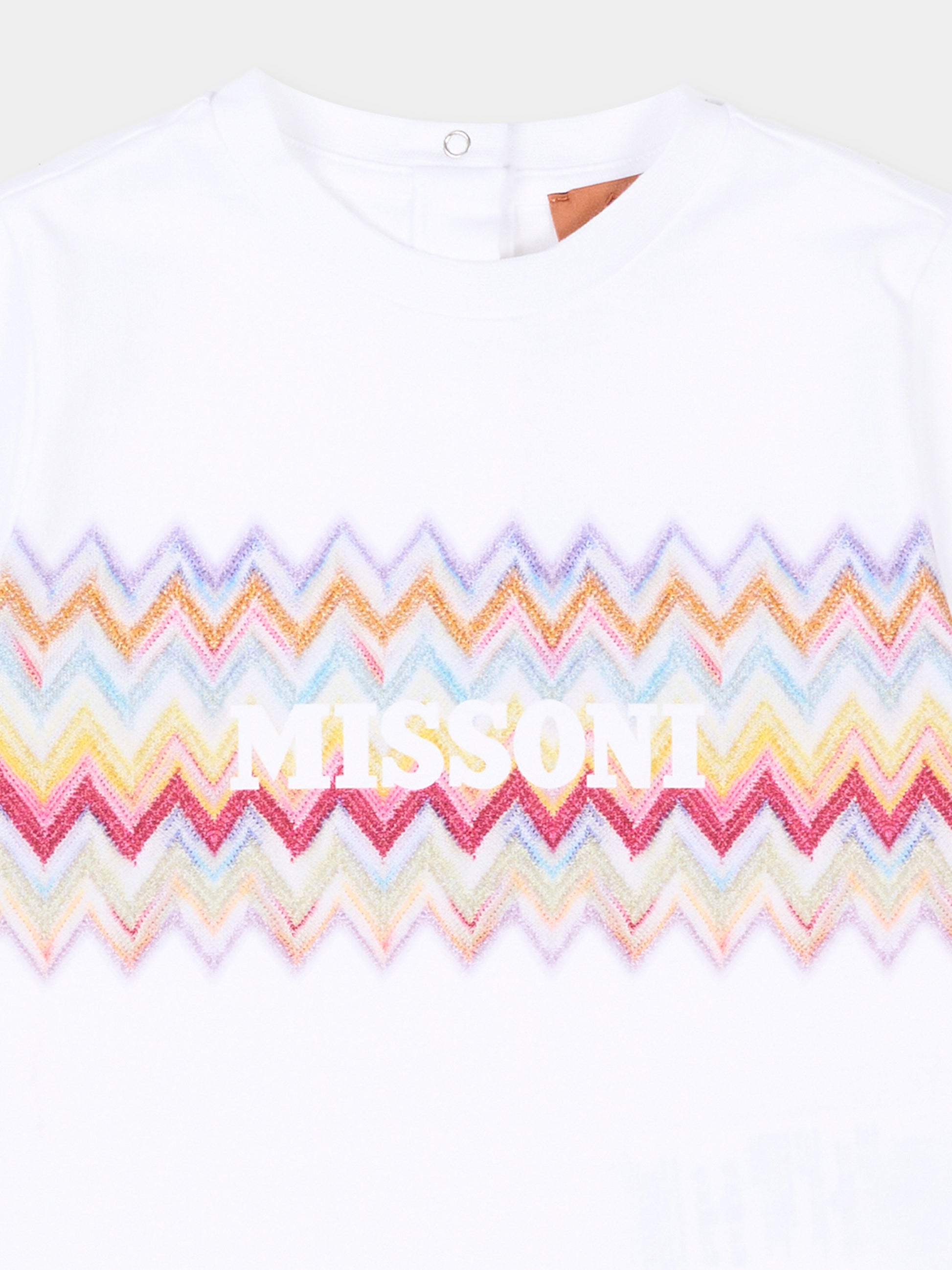 T-Shirt bianca per neonata con stampa,Missoni,MY8031-Z3672 100MC