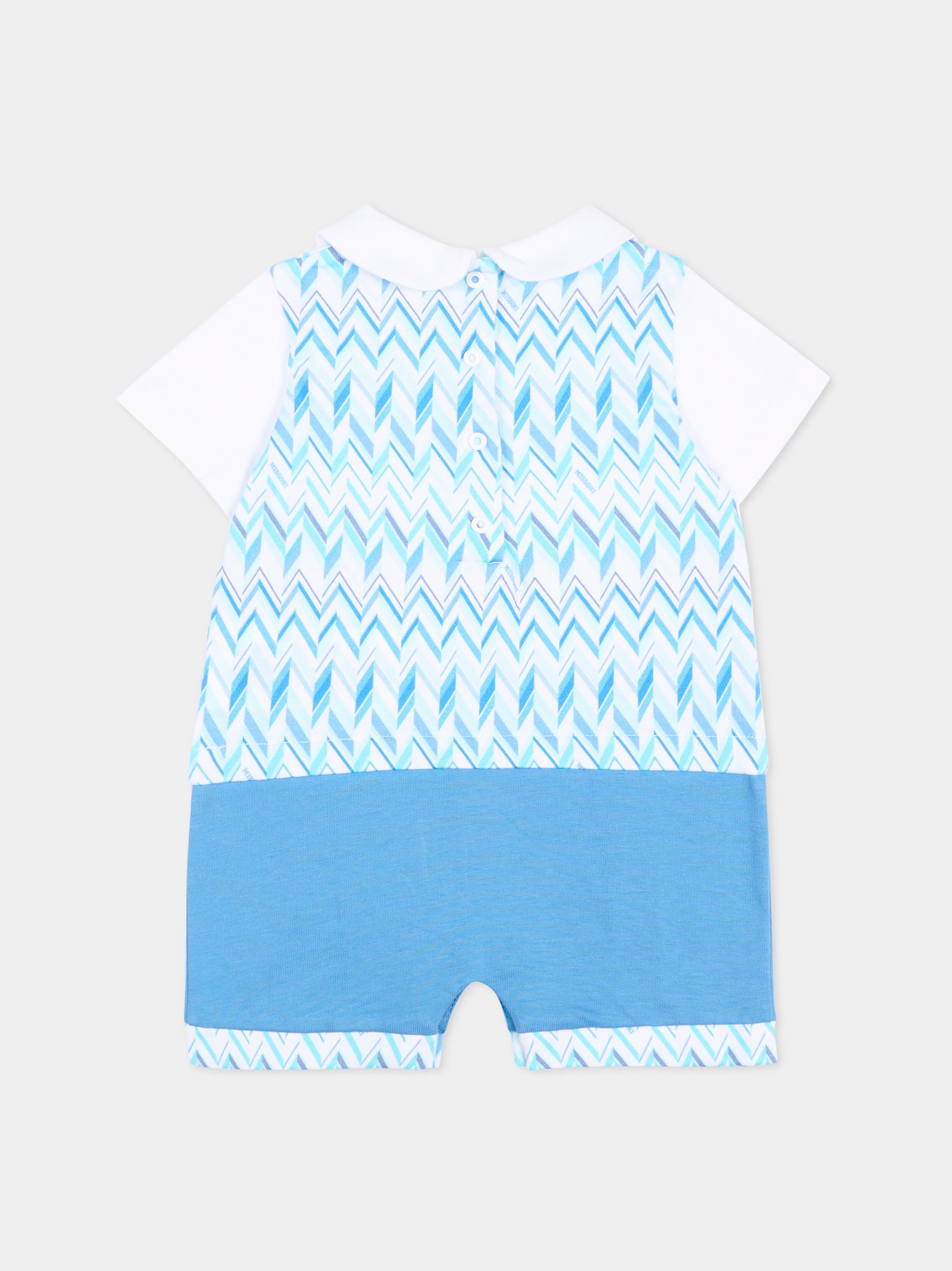 Pagliaccetto azzurro chevron per neonato,Missoni,MYA501-Z3674 600AZ
