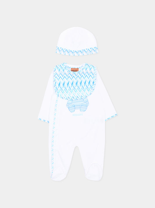 Set tutina bianco per neonato con motivo chevron,Missoni,MYB520-Z3672 100AZ