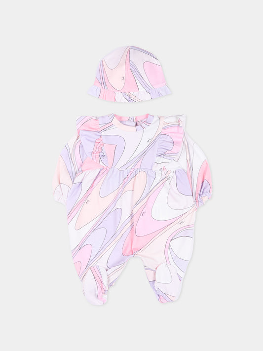 Set tutina lilla per neonata stampa marmo,Emilio Pucci Junior,PYB000-Z3688 508LI