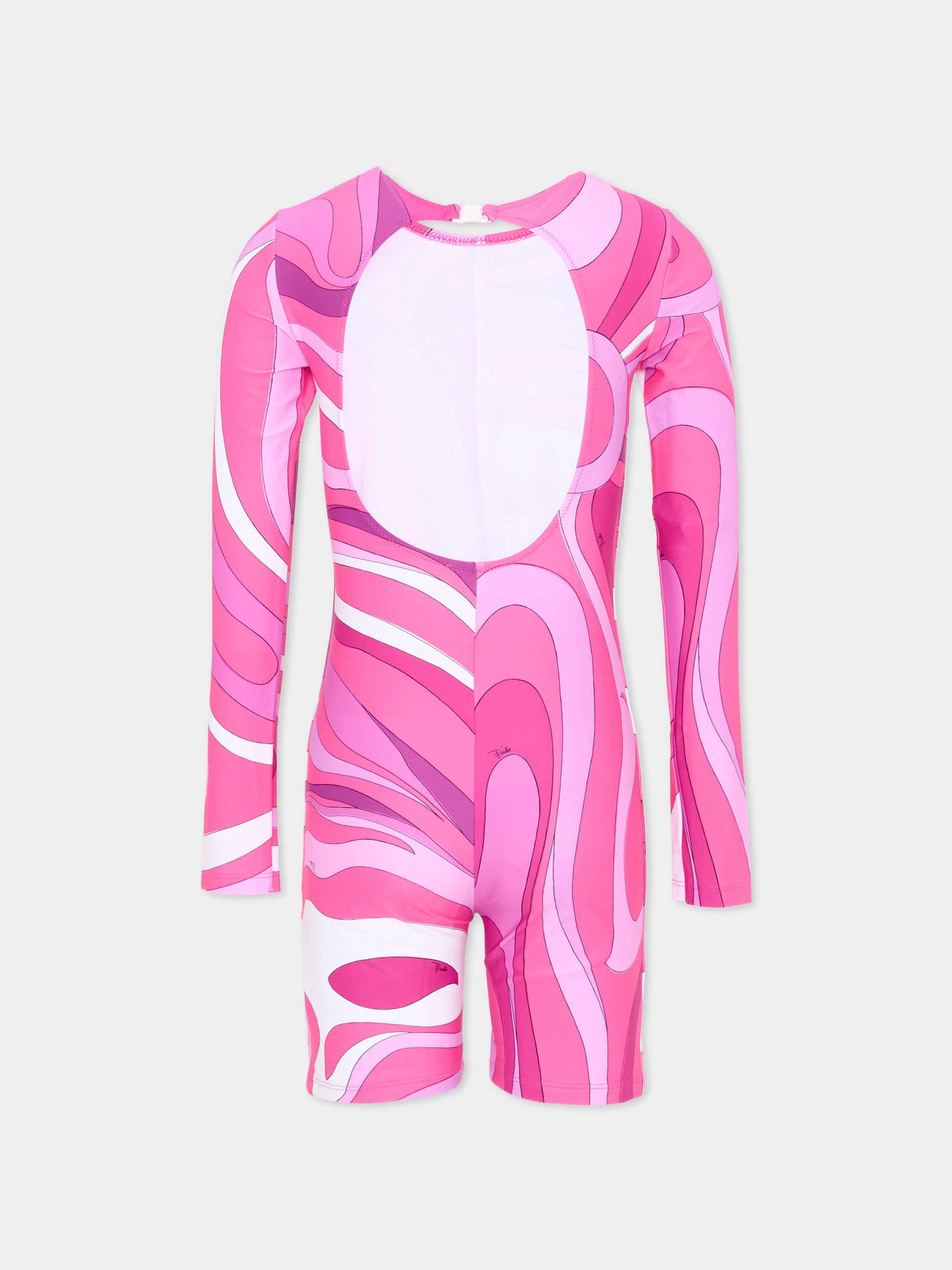 Tuta anti UV viola per bambina stampa vortici,Emilio Pucci Junior,PYCA29-Z3747 570BC