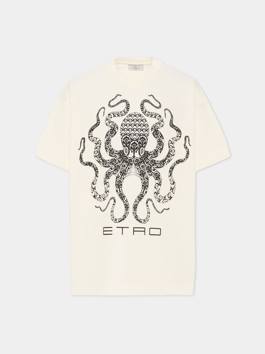 T-shirt avorio per bambino con piovra,Etro,GY8P31-Z3672 102NE