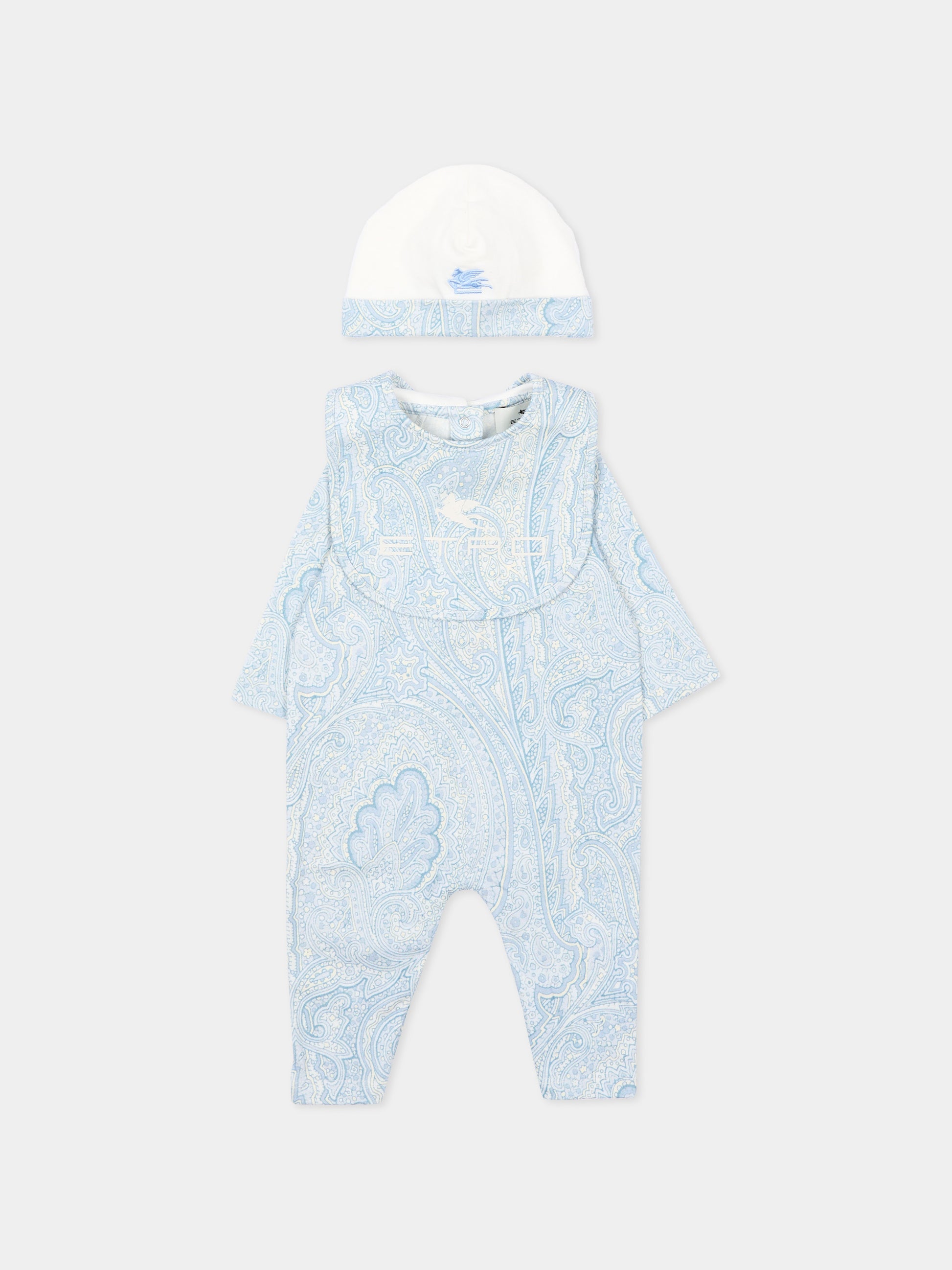 Set tutina celeste per neonato con stampa paisley,Etro,GYB530-Z3771 602