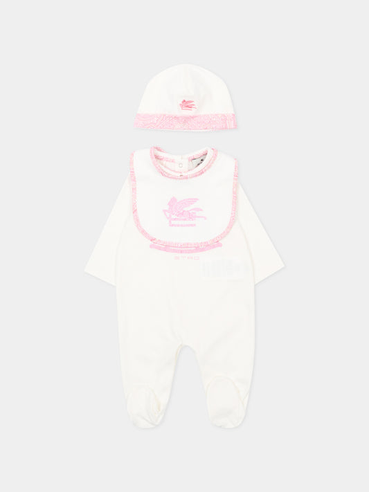 Set tutina avorio per neonata con logo Pegaso,Etro,GYB540-Z3672 102RS