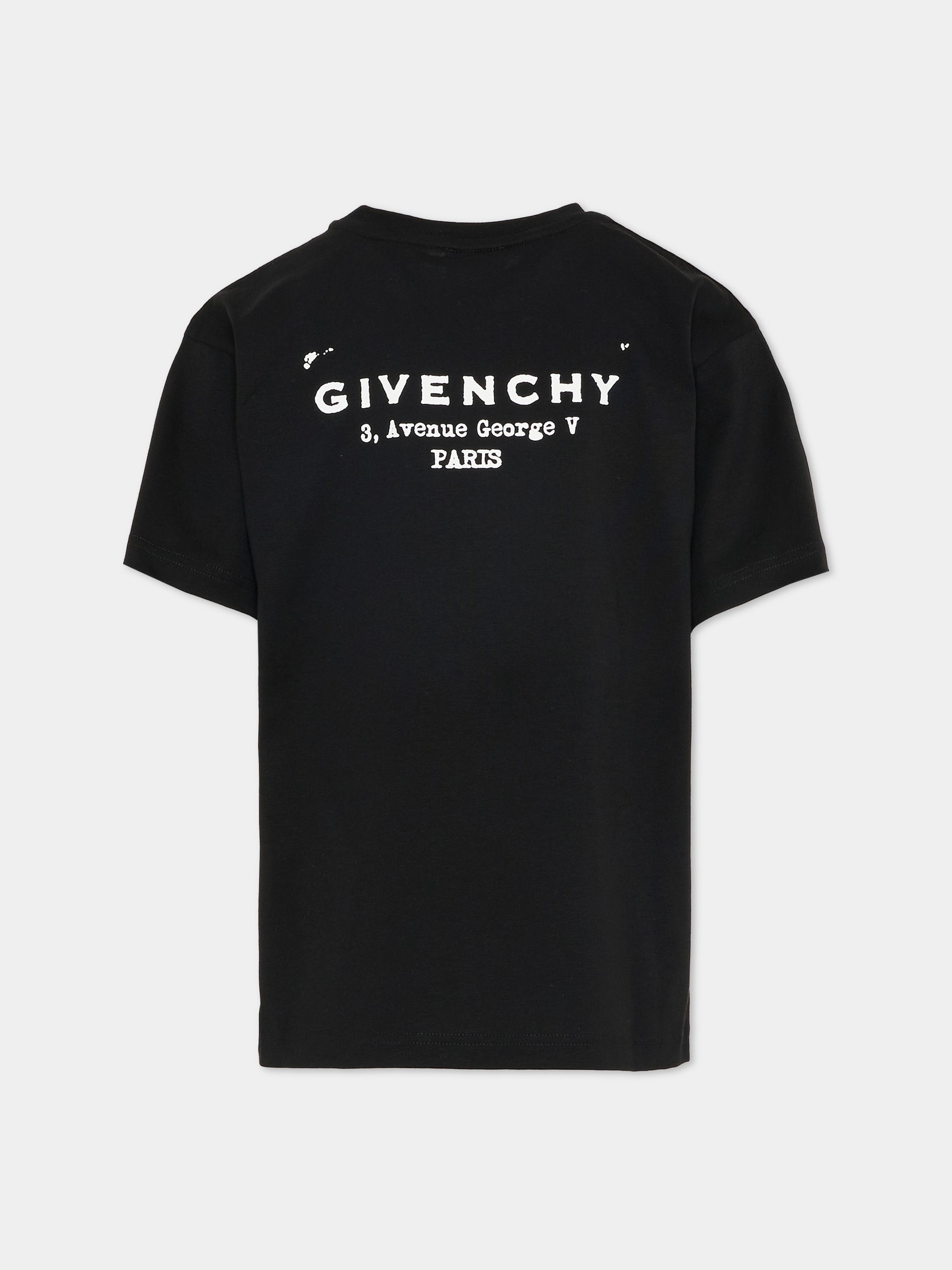T-shirt nera per bambini con logo,Givenchy Kids,H31075 09B