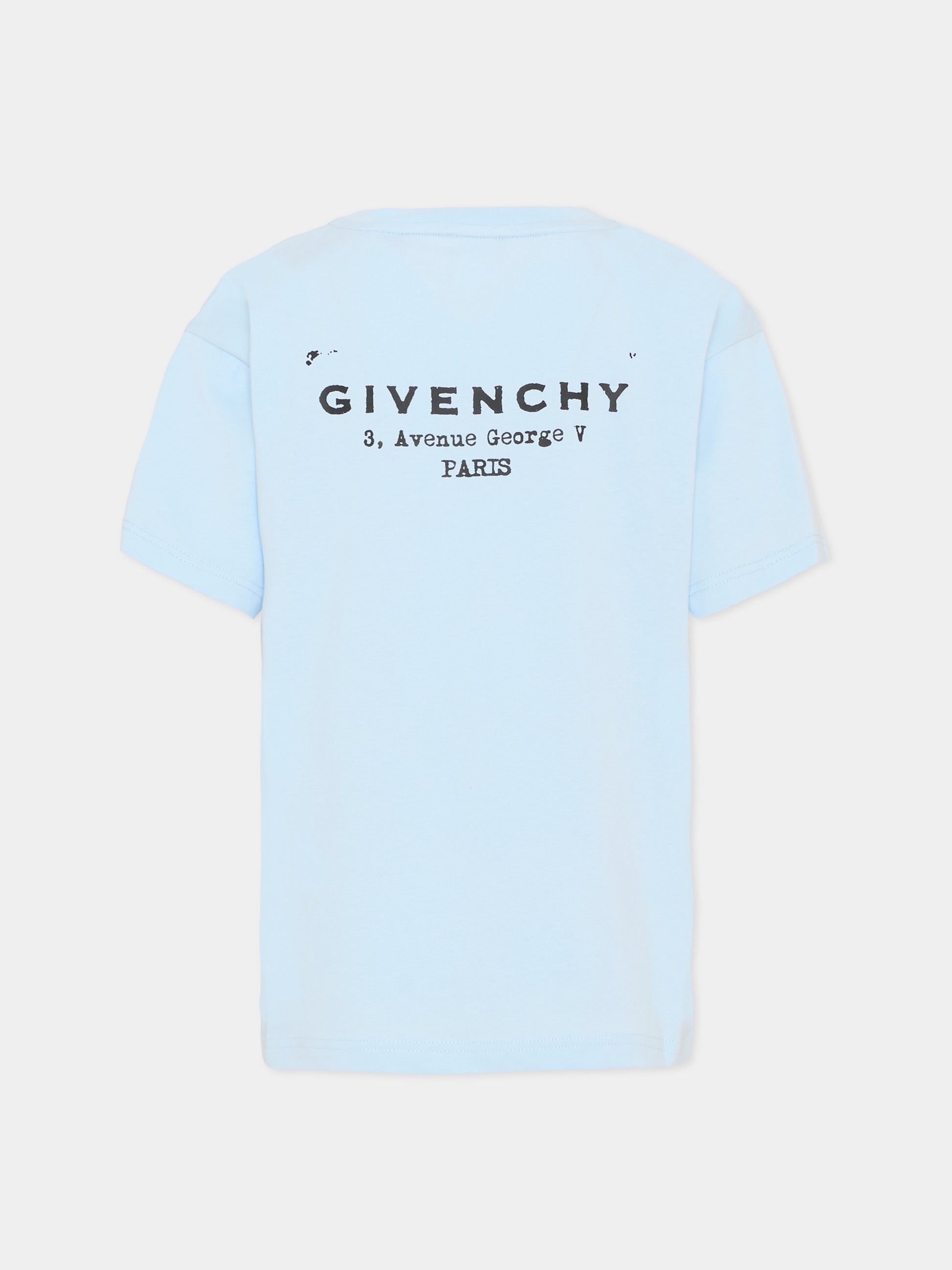 T-shirt celeste per bambini con logo,Givenchy Kids,H31075 77L