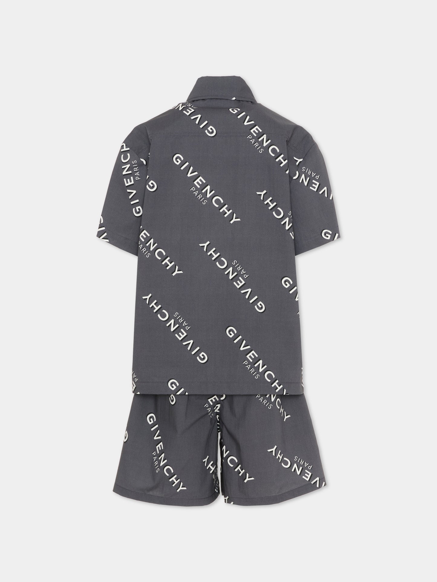 Completo sportivo grigio logomania per bambino,Givenchy Kids,H31081 M01