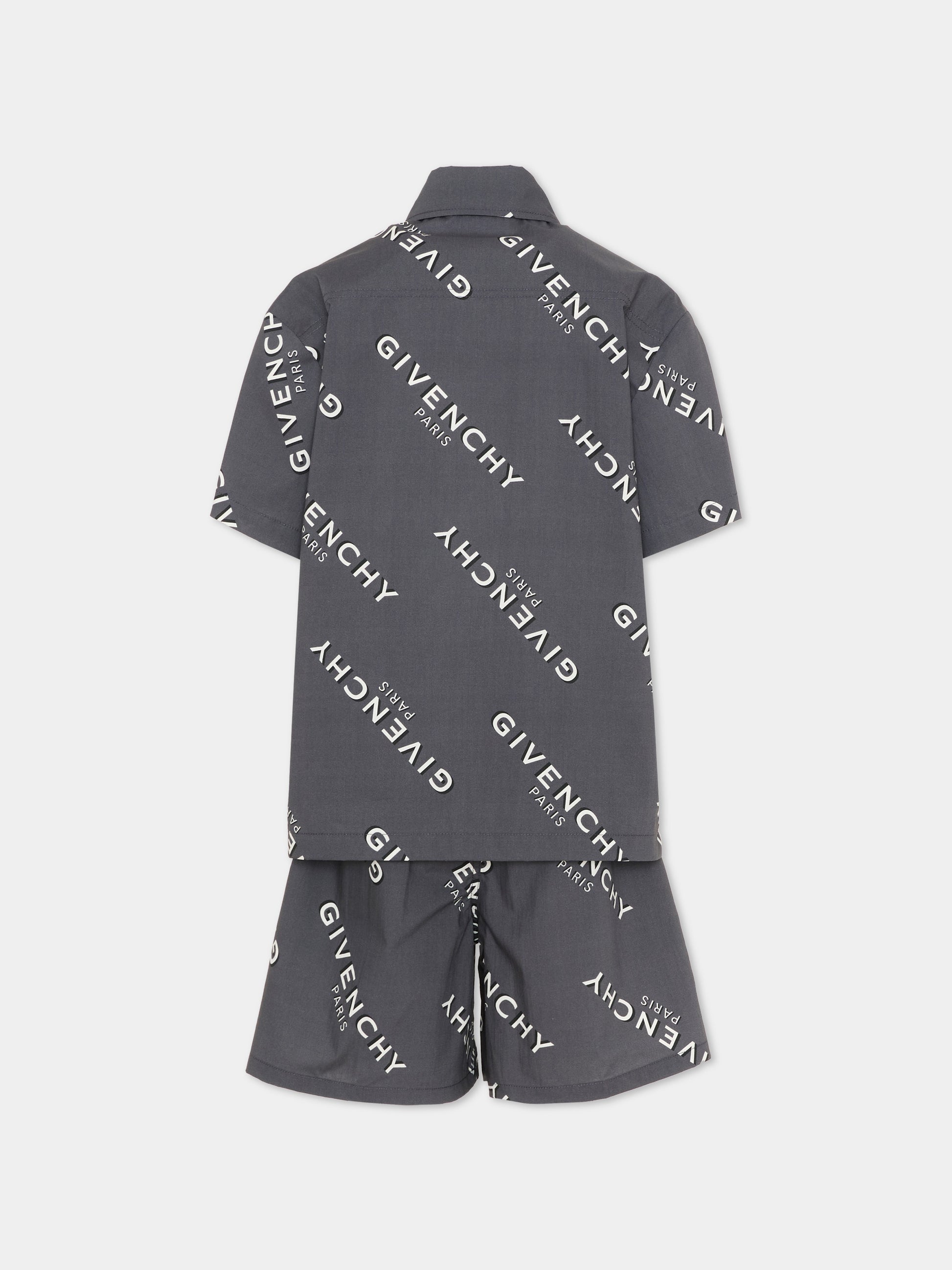 Completo sportivo grigio logomania per bambino,Givenchy Kids,H31081 M01