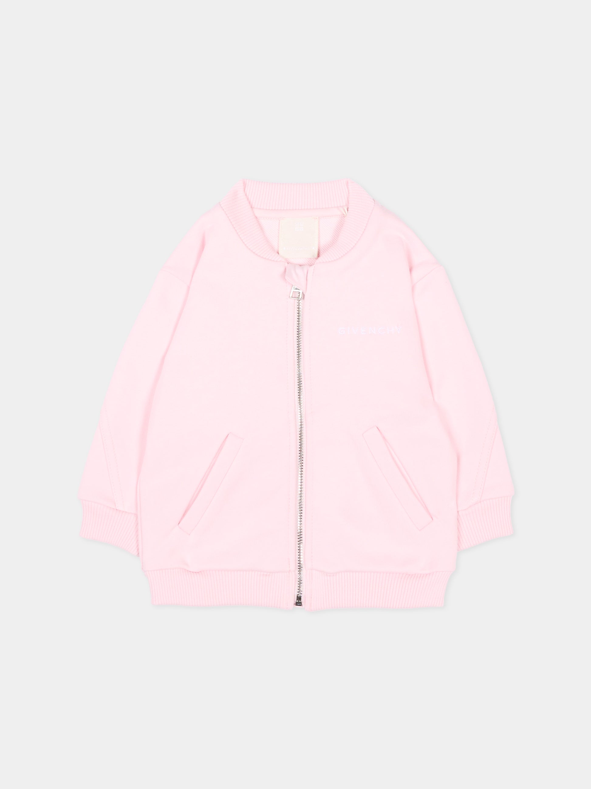 Felpa rosa per neonata con logo,Givenchy Kids,H31178 44Z