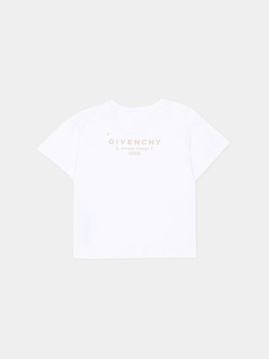 T-Shirt bianca per neonata con logo,Givenchy Kids,H31184 10P