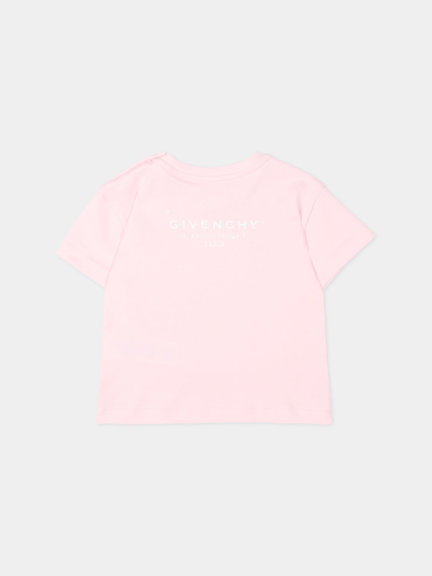 T-Shirt rosa per neonata con logo,Givenchy Kids,H31184 44Z