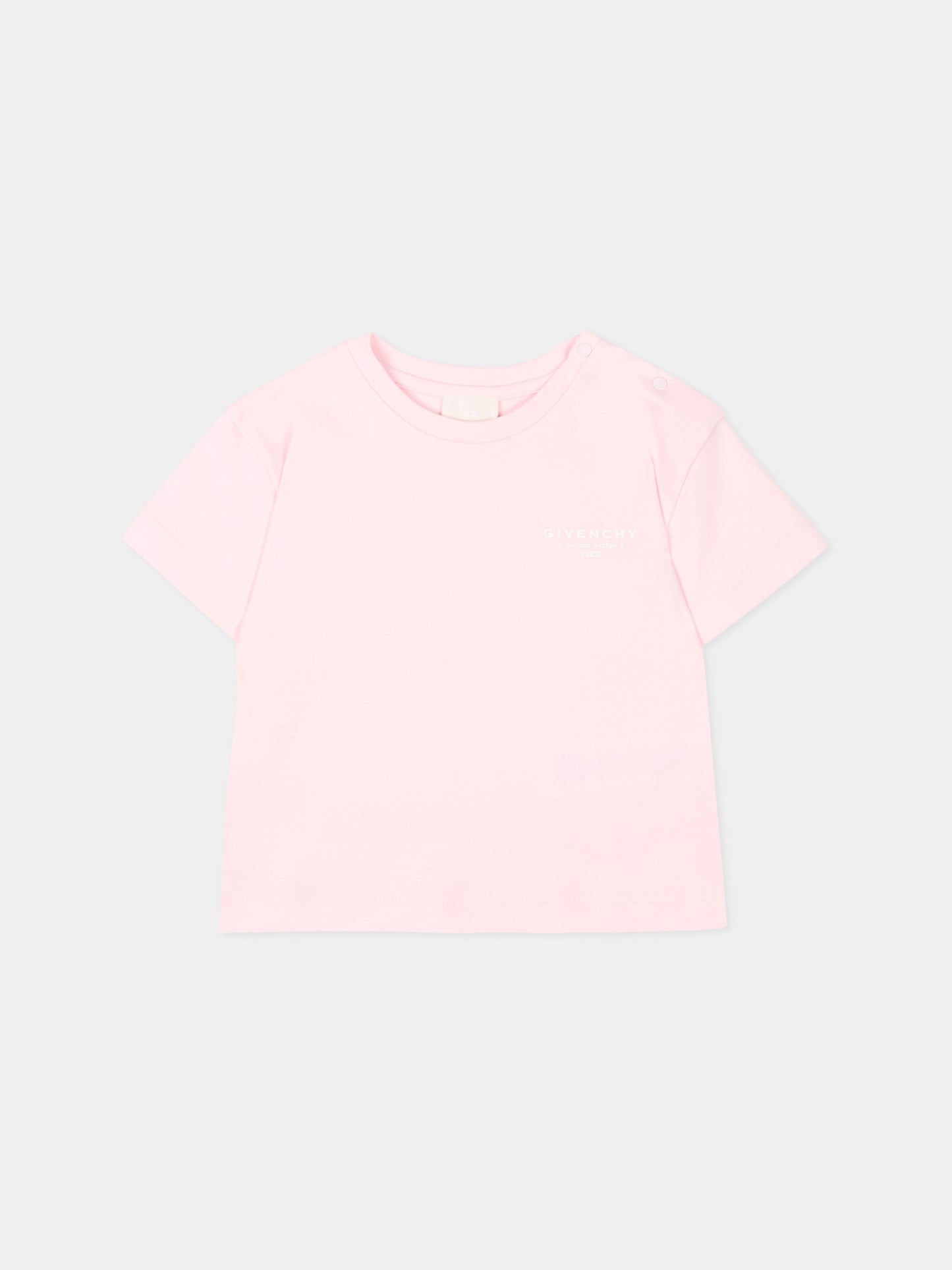 T-Shirt rosa per neonata con logo,Givenchy Kids,H31184 44Z