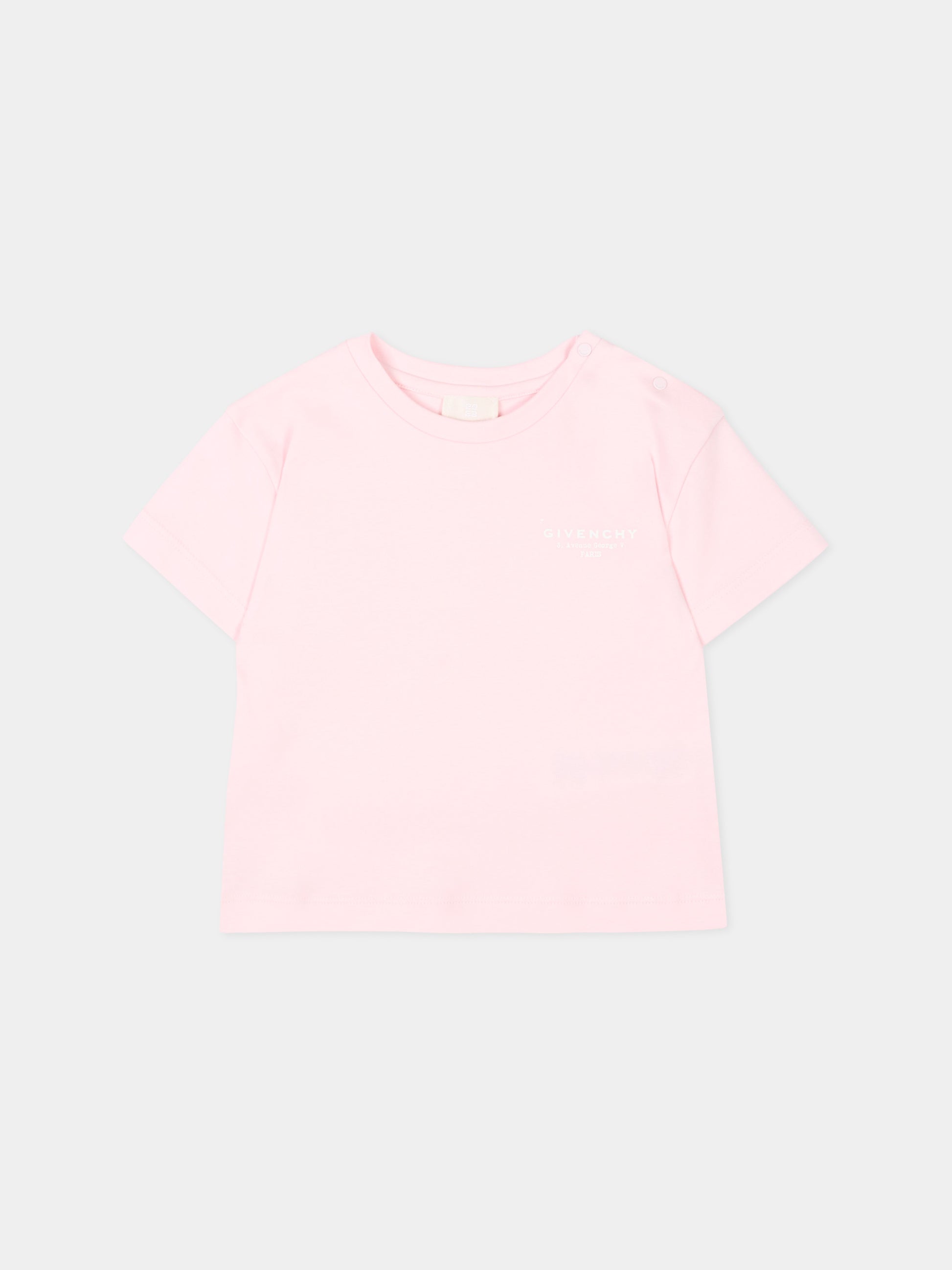T-Shirt rosa per neonata con logo,Givenchy Kids,H31184 44Z