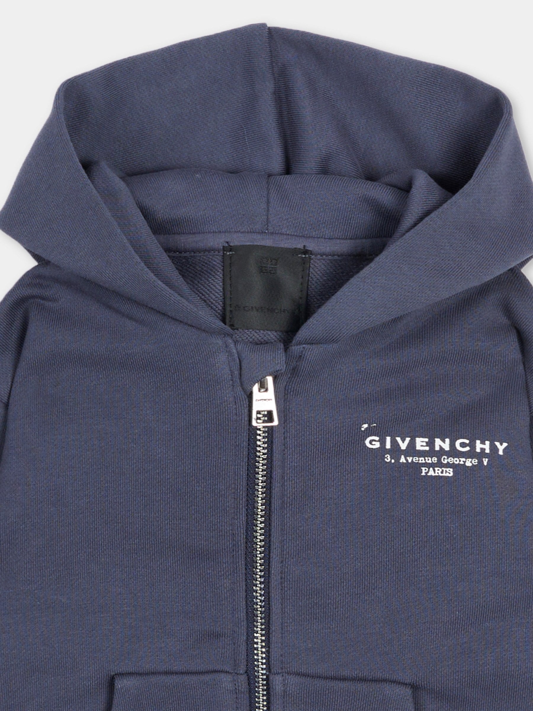 Felpa grigia per neonato con logo,Givenchy Kids,H31195 061