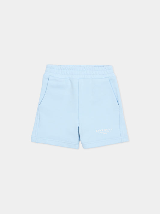 Shorts celesti per neonato con logo,Givenchy Kids,H31197 77L