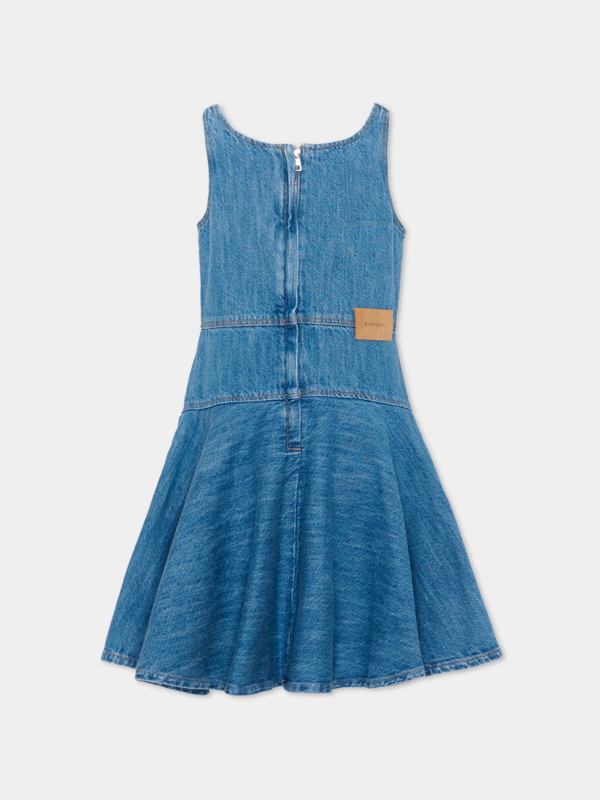 Vestito denim per bambina con patch logo,Givenchy Kids,H31217 Z10