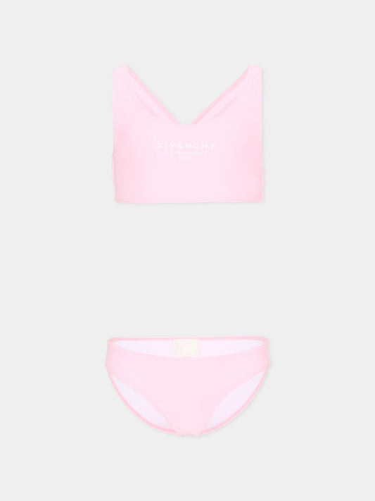 Slip e bikini rosa per bambina con logo,Givenchy Kids,H31218 44Z