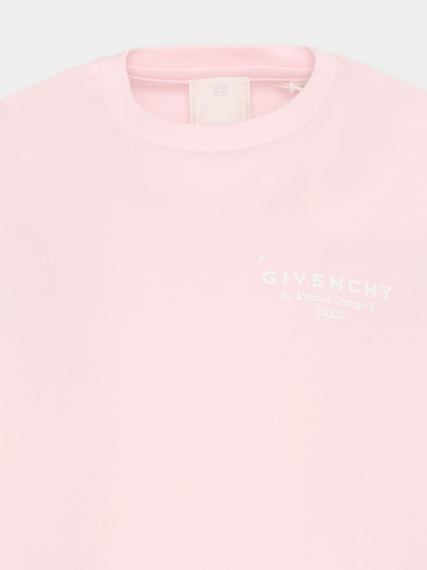 T-shirt crop rosa per bambina con logo,Givenchy Kids,H31224 44Z