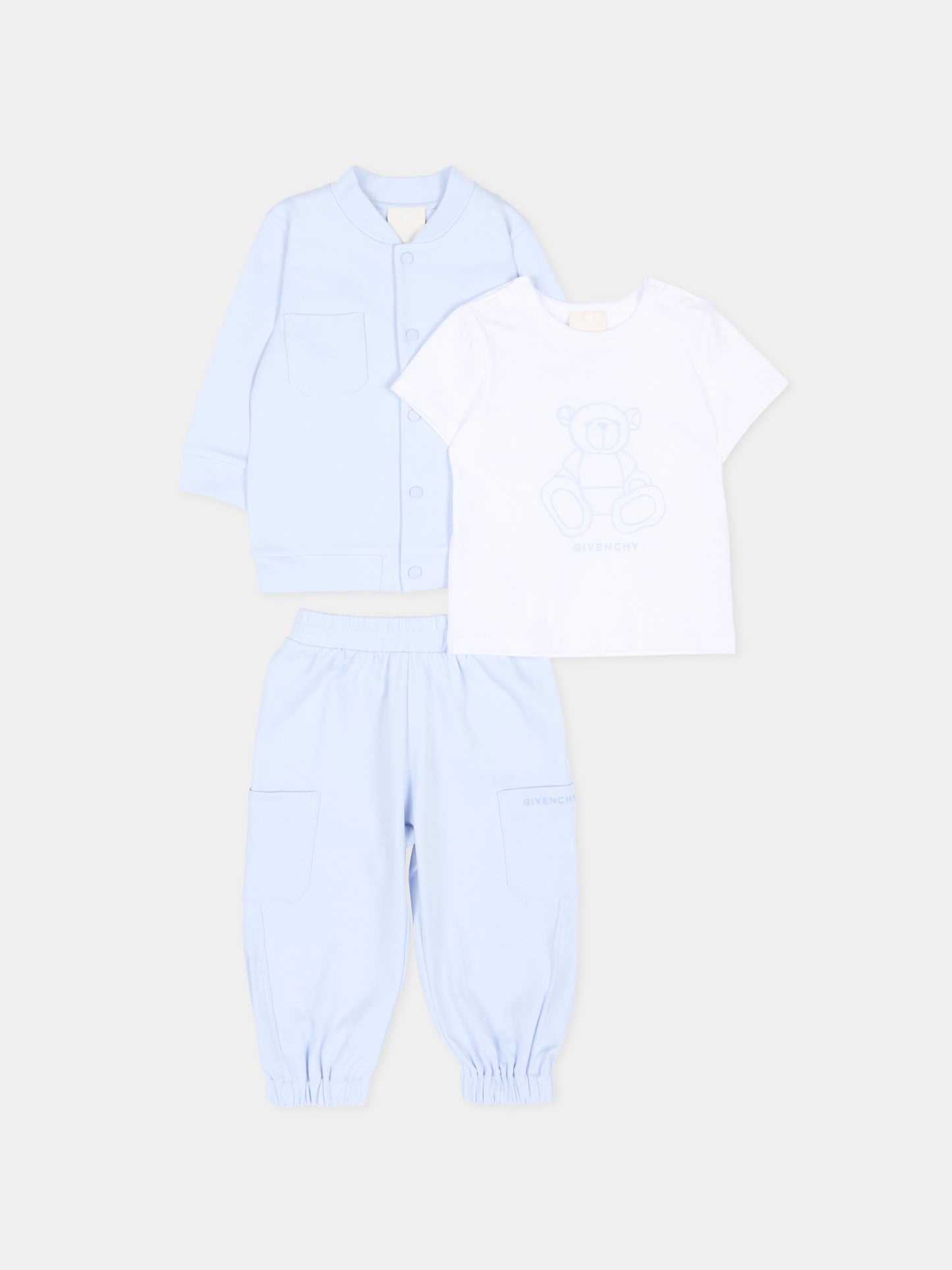Completo sportivo celeste per neonato,Givenchy Kids,H31263 771