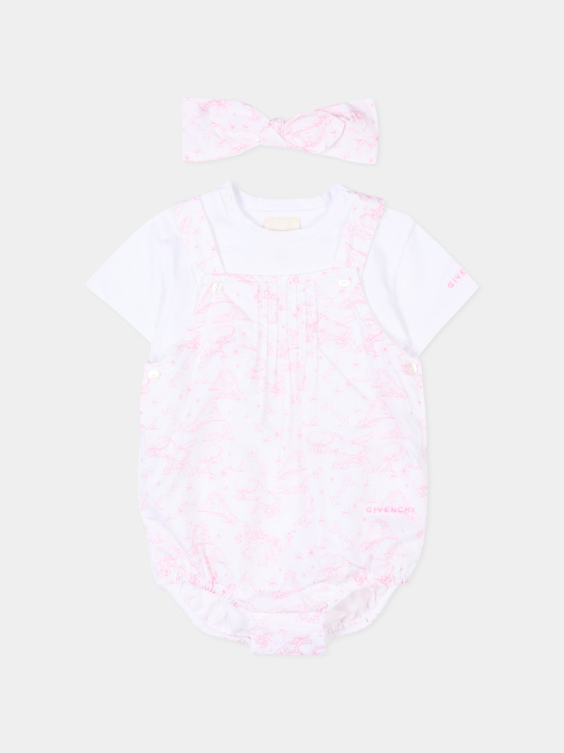 Salopette multicolor per neonata con fascia,Givenchy Kids,H31267 N54