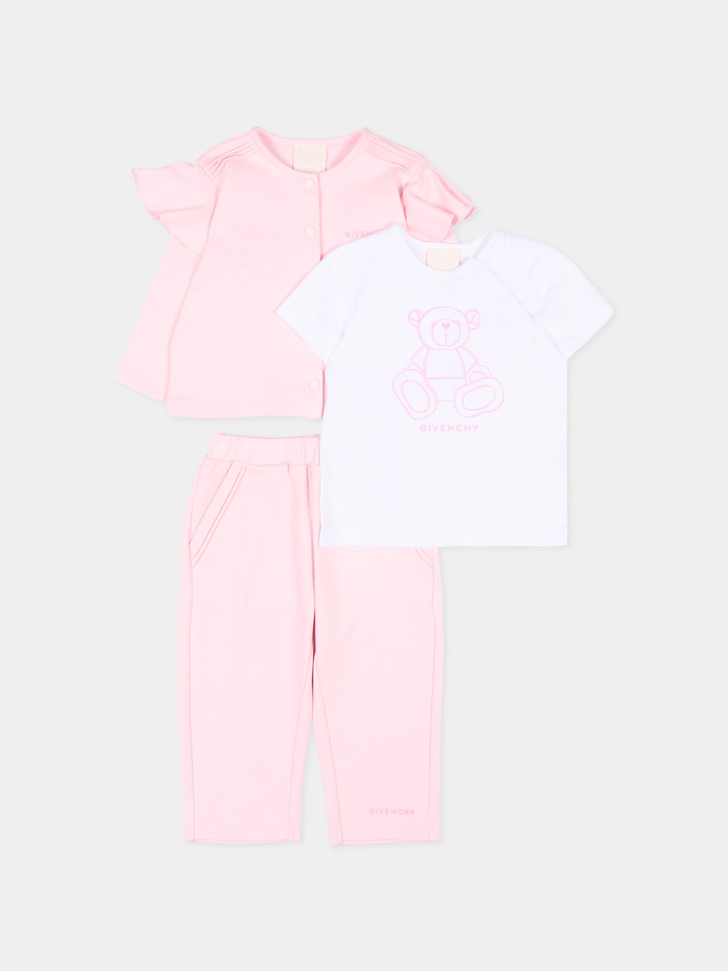 Completo sportivo rosa per neonata con logo,Givenchy Kids,H31270 44Z