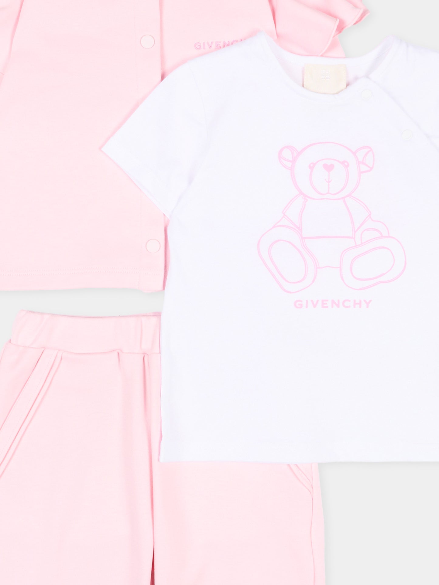 Completo sportivo rosa per neonata con logo,Givenchy Kids,H31270 44Z