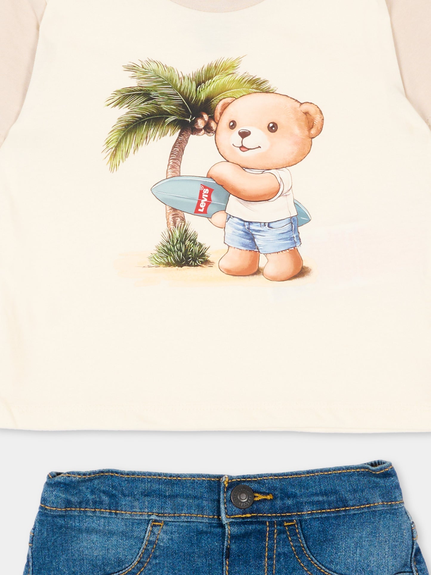 Completo sportivo multicolor per neonati con orsetto,Levi's Kids,6EP708 W0E