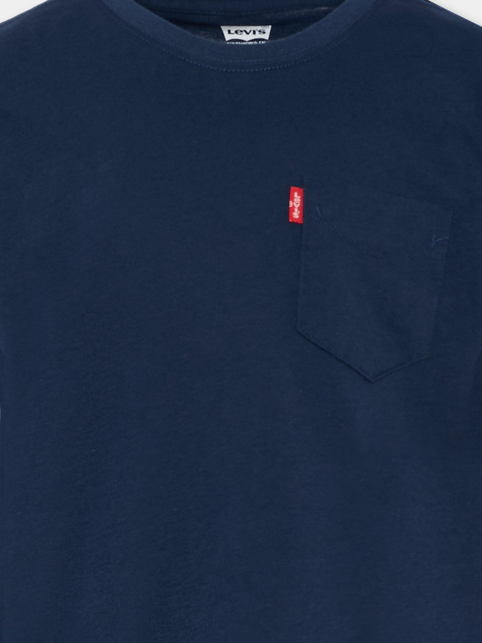 T-shirt blu per bambini con taschino,Levi's Kids,9EM359 C8D