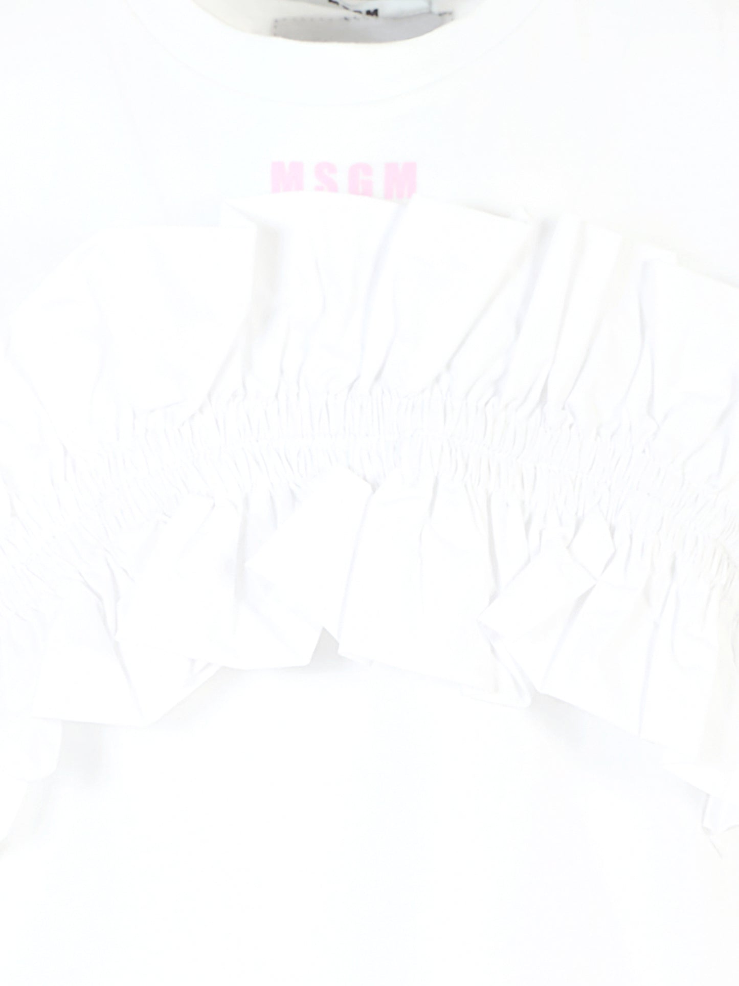 T-shirt  bianca per bambina con logo,Msgm Kids,MS029450 001