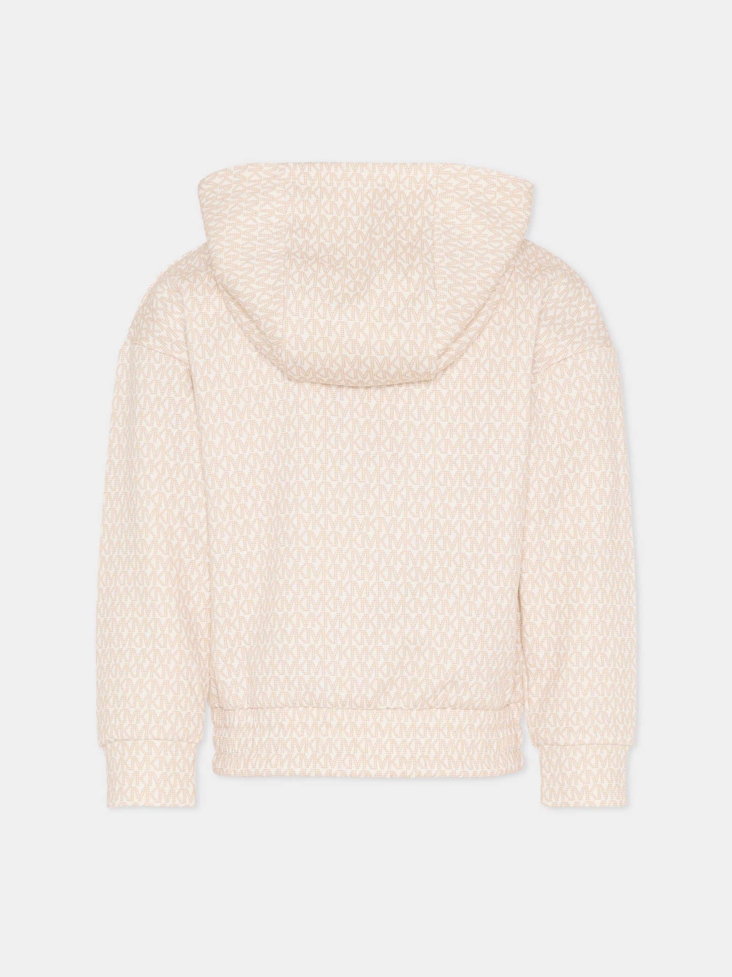 Felpa avorio per bambina con logo all over,Michael Kors,R30589 190