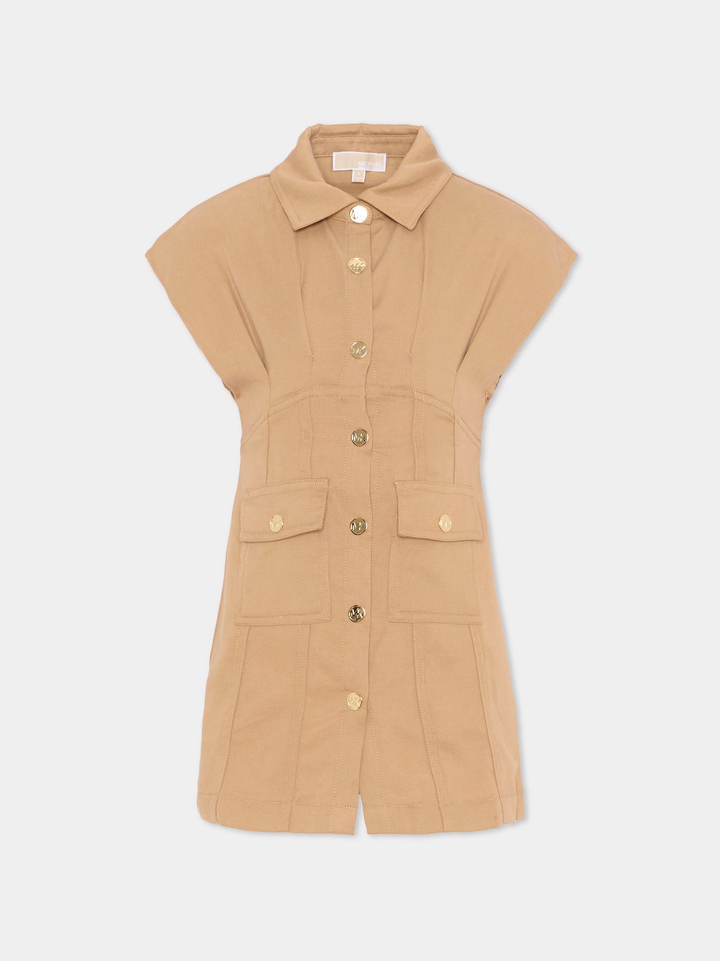Vestito beige per bambina con bottoni dorati,Michael Kors,R30594 263