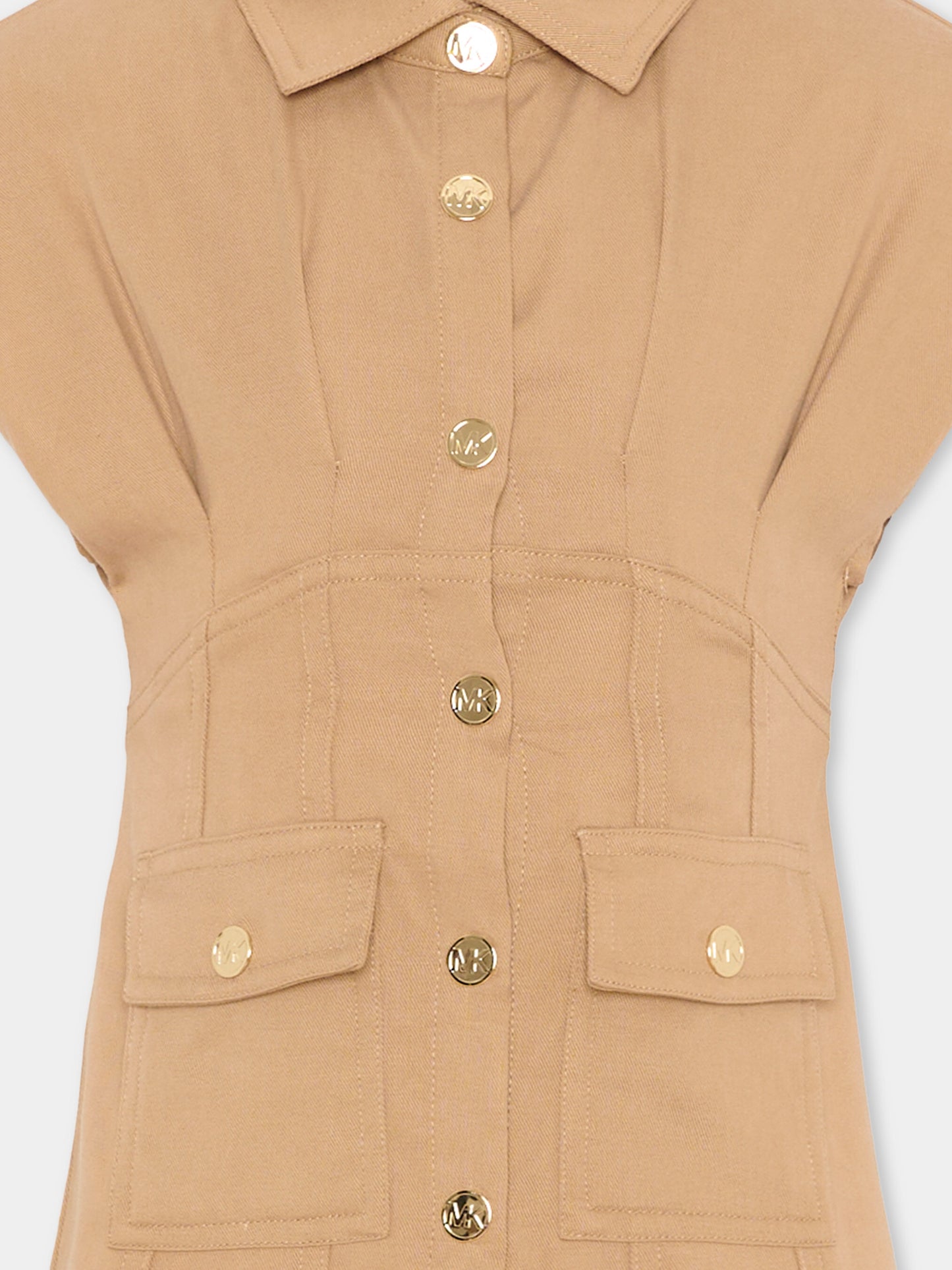 Vestito beige per bambina con bottoni dorati,Michael Kors,R30594 263