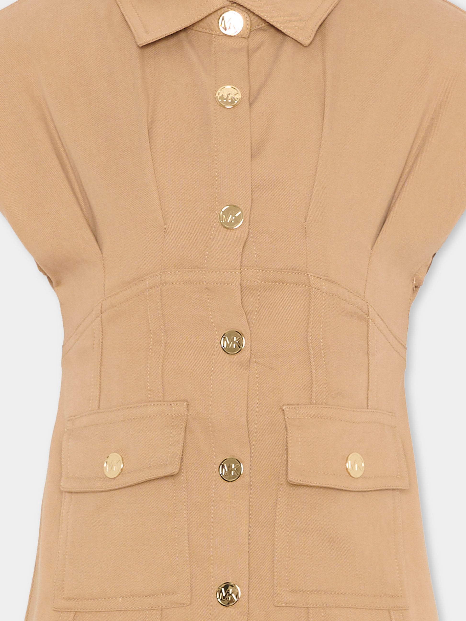 Vestito beige per bambina con bottoni dorati,Michael Kors,R30594 263