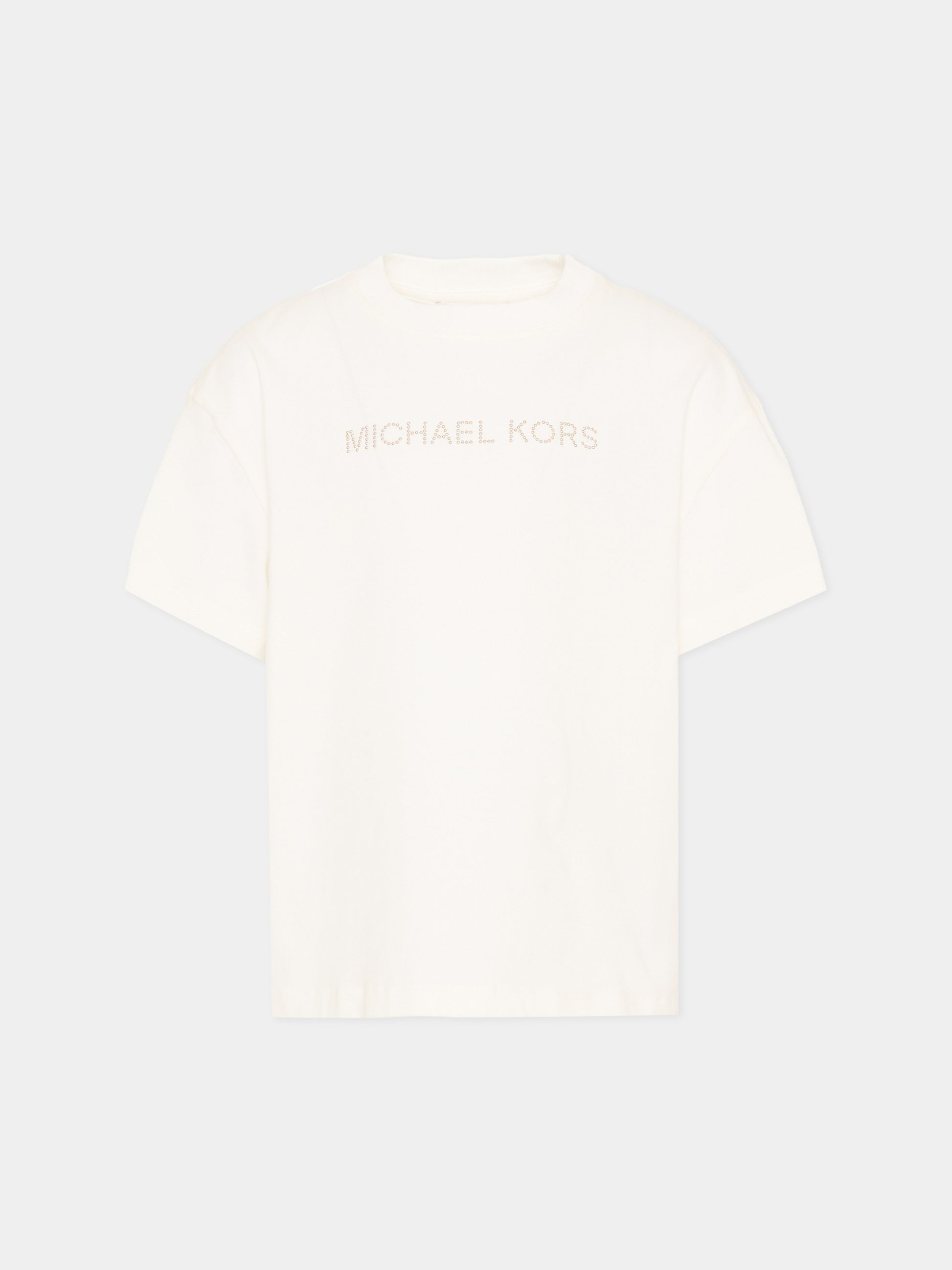 T-shirt avorio per bambina con logo,Michael Kors,R30602 117