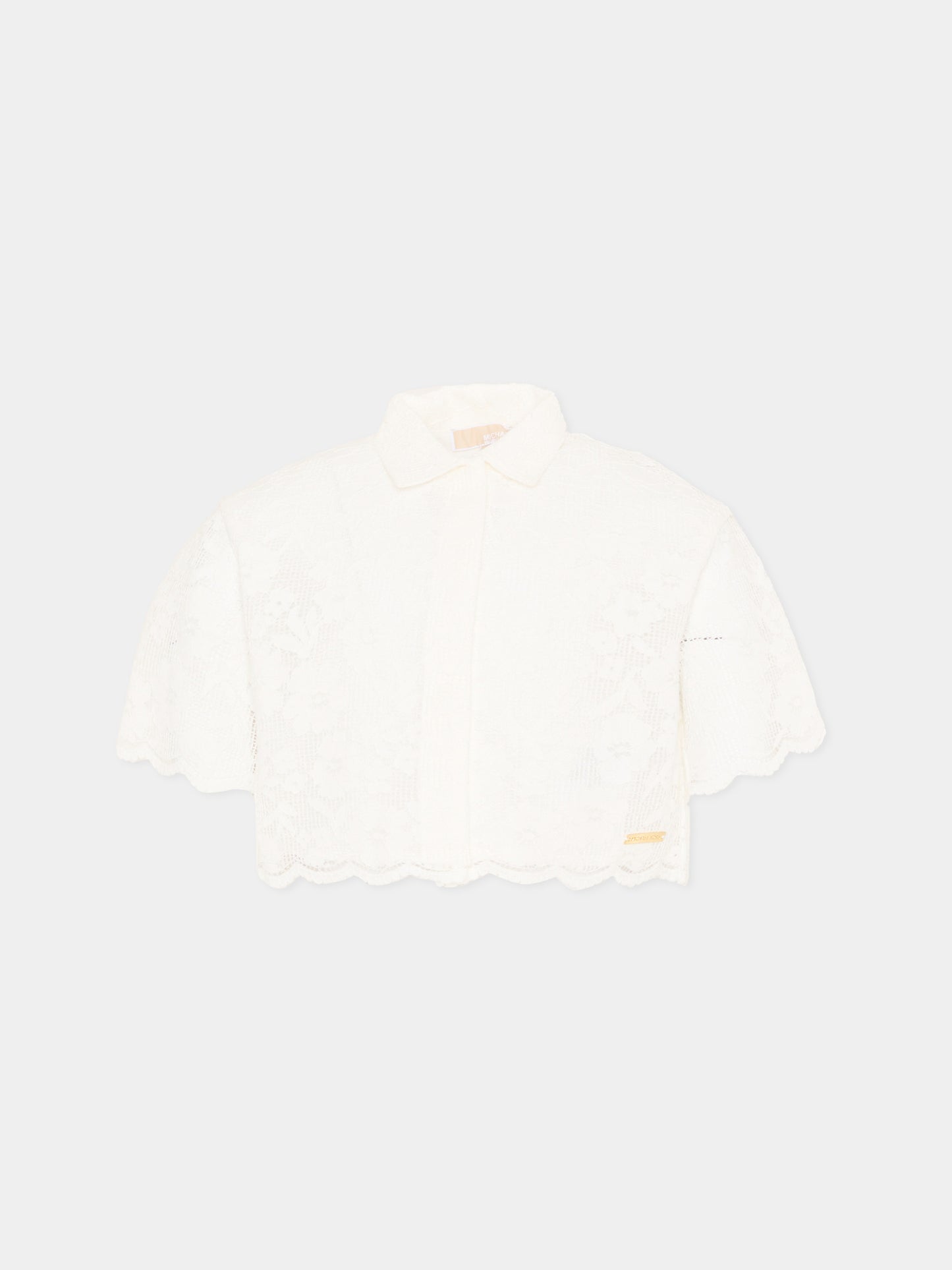 Camicia bianca in pizzo per bambina,Michael Kors,R30645 117