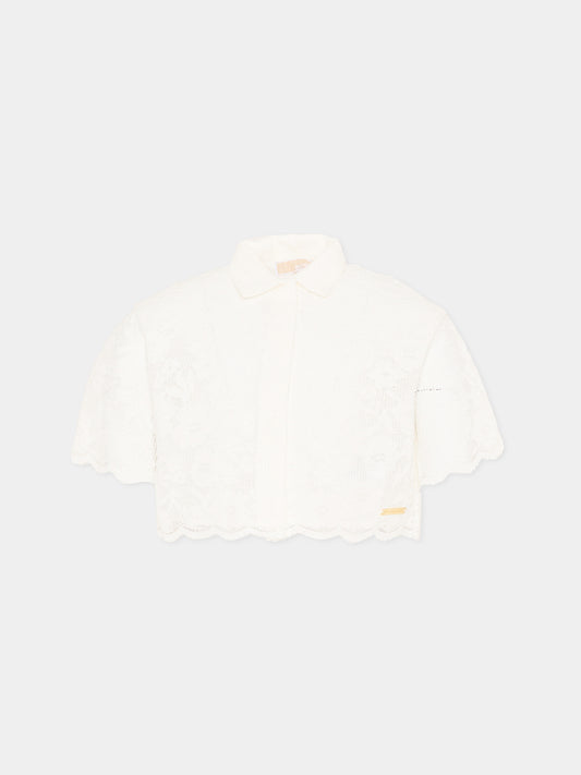Camicia bianca in pizzo per bambina,Michael Kors,R30645 117