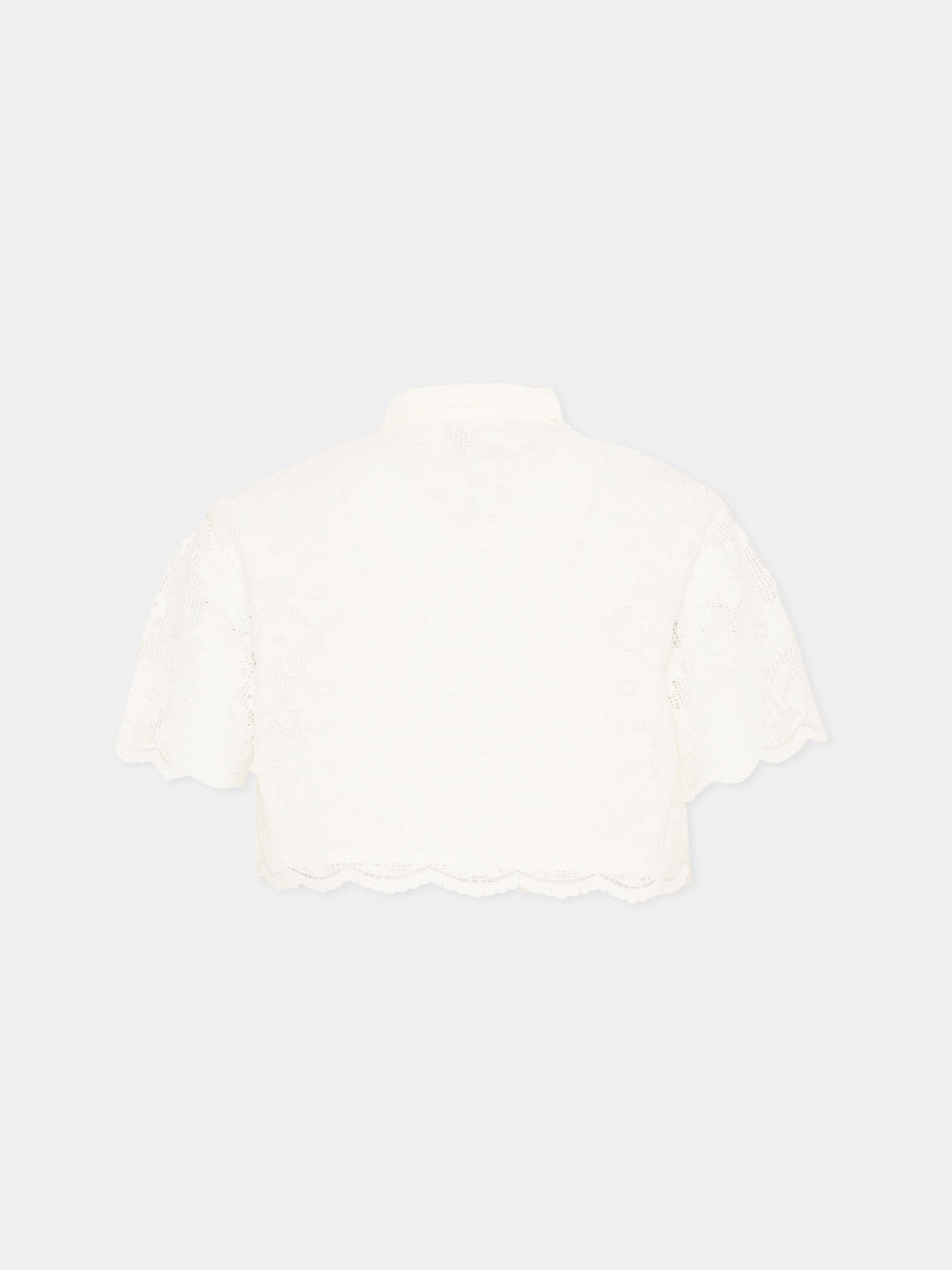 Camicia bianca in pizzo per bambina,Michael Kors,R30645 117