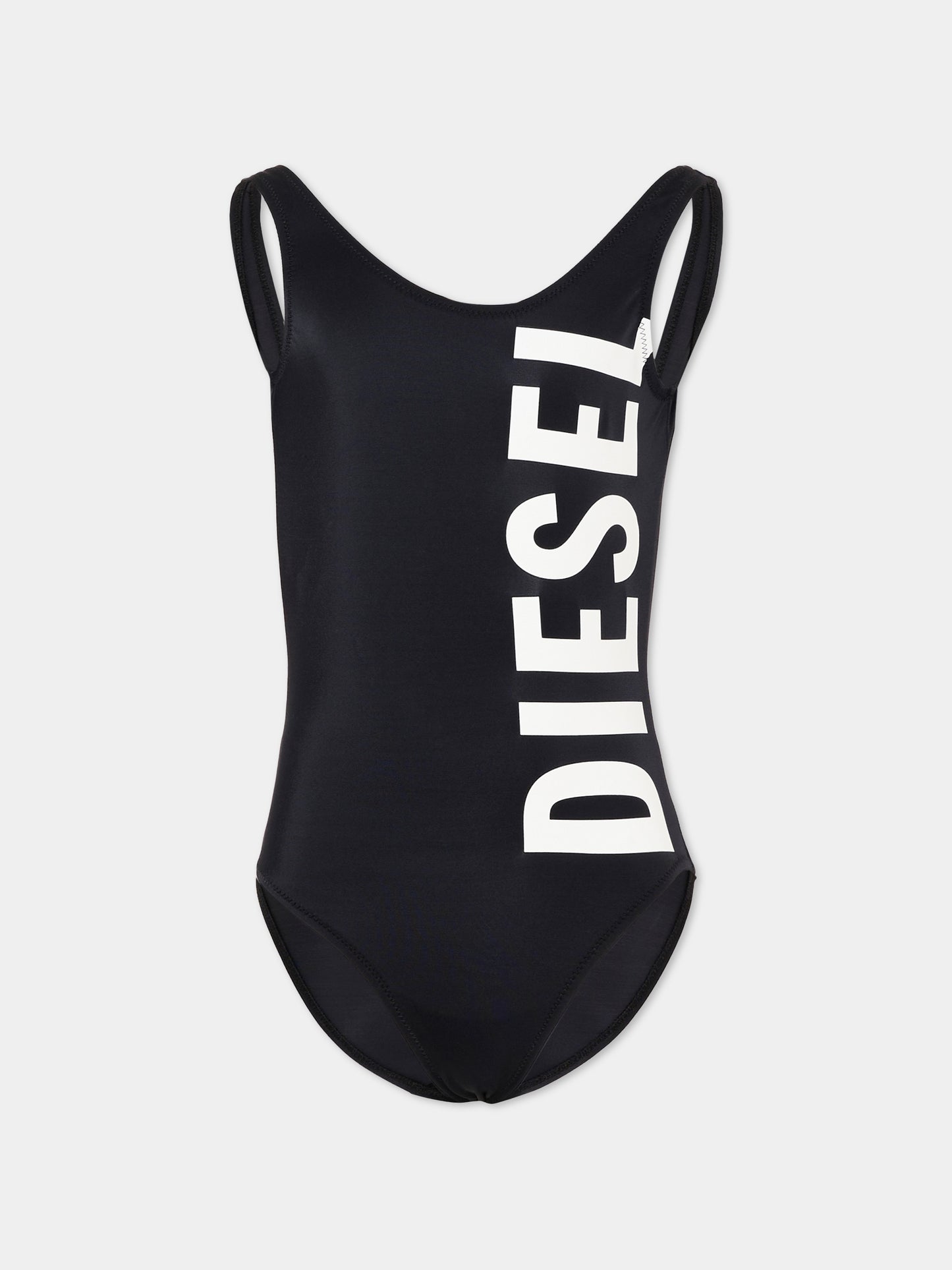 Costume intero nero per bambina con logo,Diesel,J02716 KYAG8 K900
